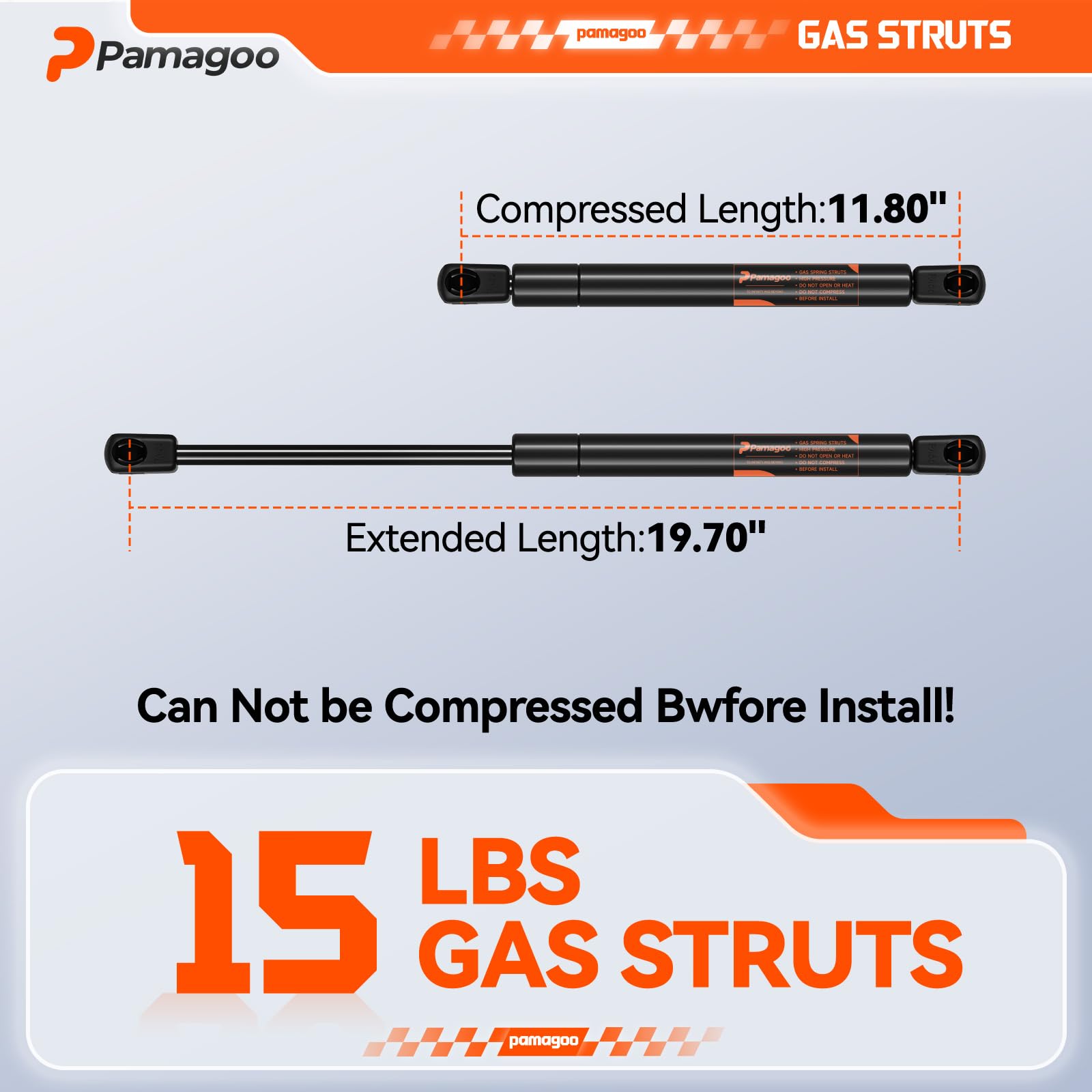 Pamagoo 12579 Sx200P15 20 Inch Gas Strut 15 Lbs Per Shock, 20'' Gas Spring Prop Lift For Rv Door Motorhome Door Camper Door Supp