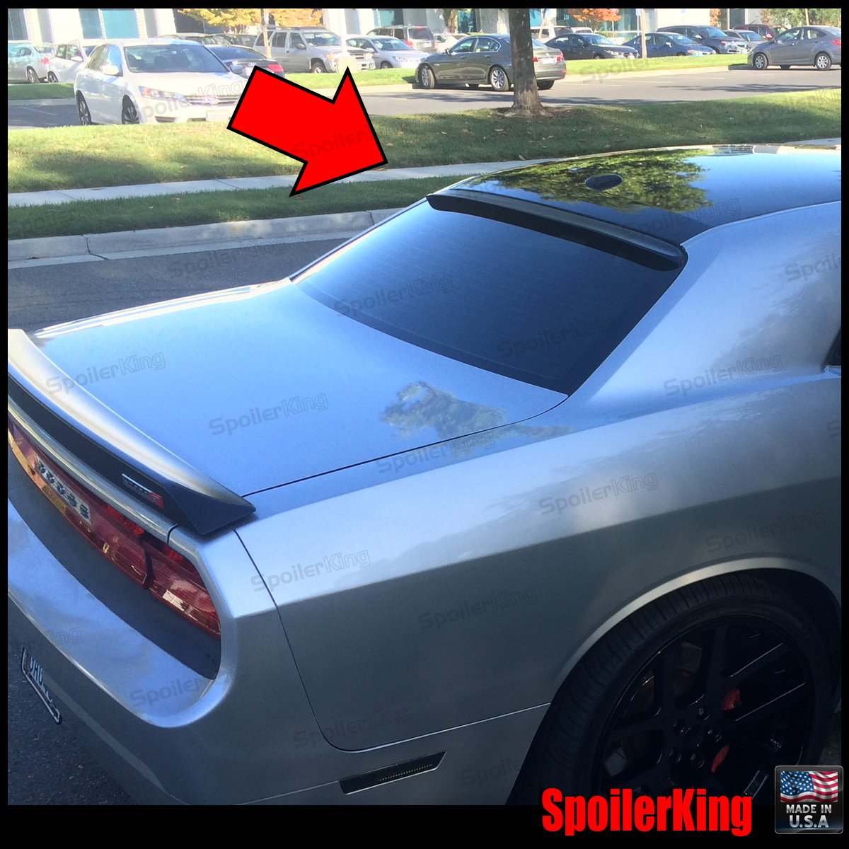 Spoiler King Rear Window Roof Spoiler for Dodge Challenger 2008-2023, Black, Polyurethane Rubber