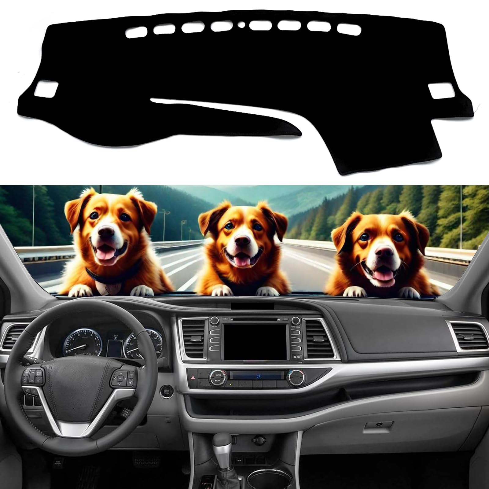 IIKSDII Dashboard Cover Mat for Toyota Highlander 2014 2015 2016 2017 2018 2019 Accessories Dash Cover Dash Mat Sunshade Glare U
