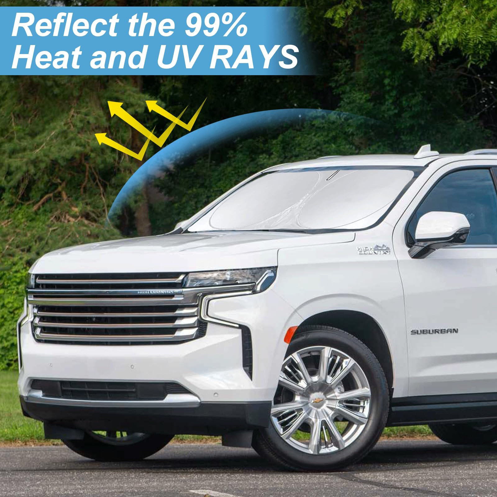 Sunshade For Suburban Windshield Sun Shade Custom Fit 2015-2020 Chevy Chevrolet Suburban Accessories Foldable Front Window Shiel