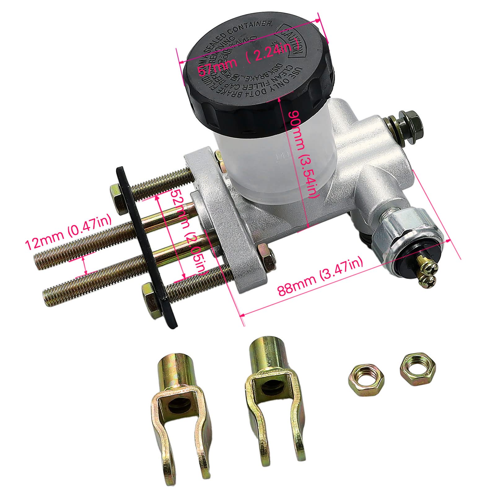 Sollon Go Kart Hydraulic Brake Master Cylinder Replacement For 90Cc 110Cc 125Cc 150Cc 200Cc 250Cc Go Kart Buggy Sunl Bms Kandi Roketa Kazuma Kinroad Taotao Twister Atv