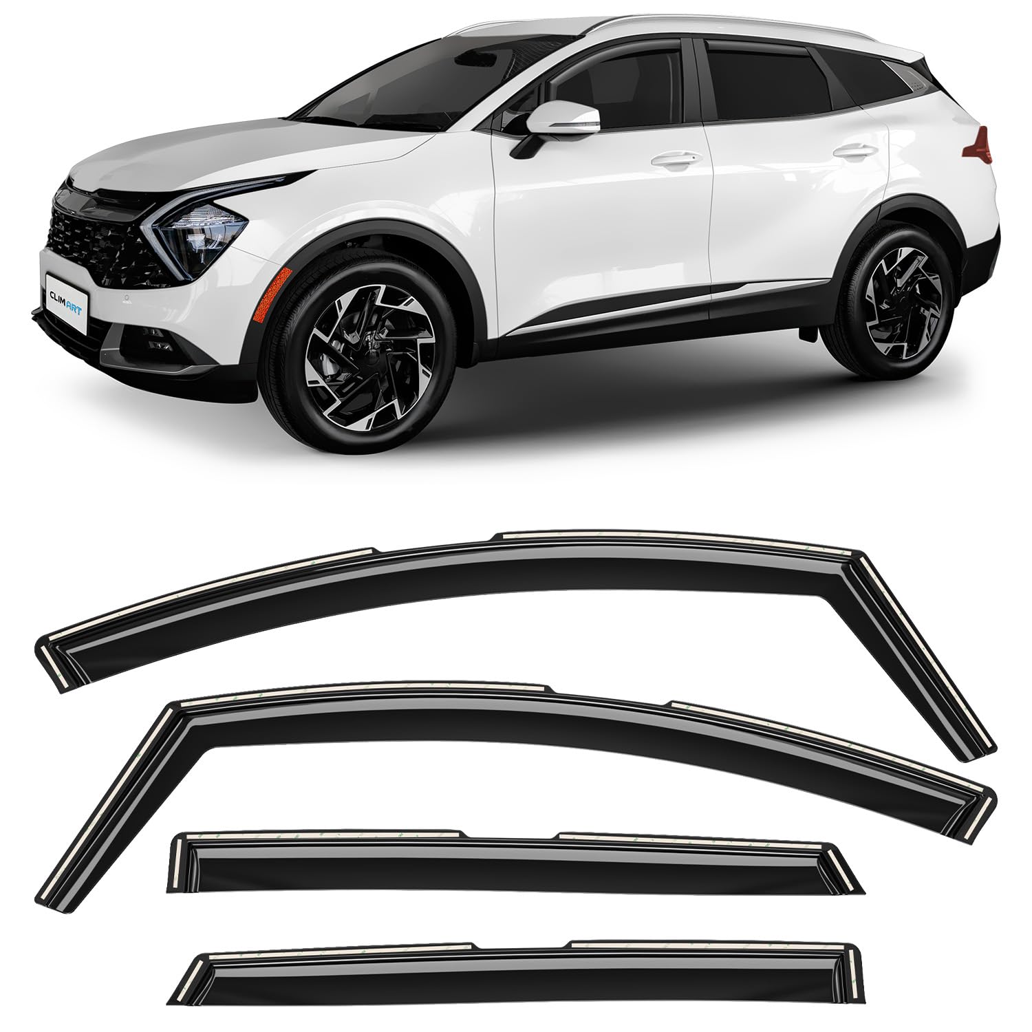 Clim Art In-Channel Incredibly Durable Rain Guards For Kia Sportage 2023-2025, Original Window Deflectors, Vent Window Visors, V