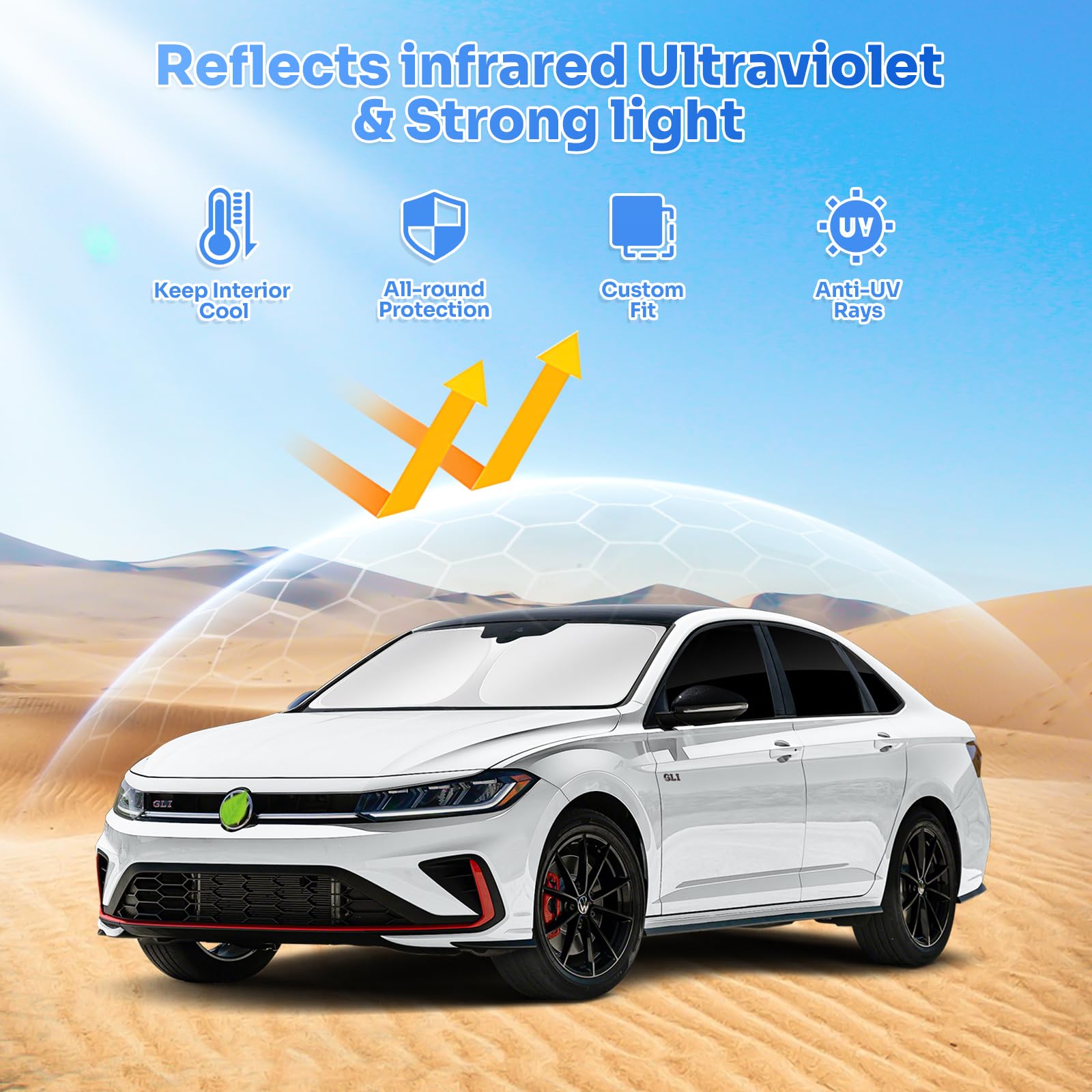 Canvcle Sunshades For 2019-2025 Volkswagen/Vw Jetta Accessories Windshield Sun Shade Side Rear Window Shade Cover Sun Visor Shie