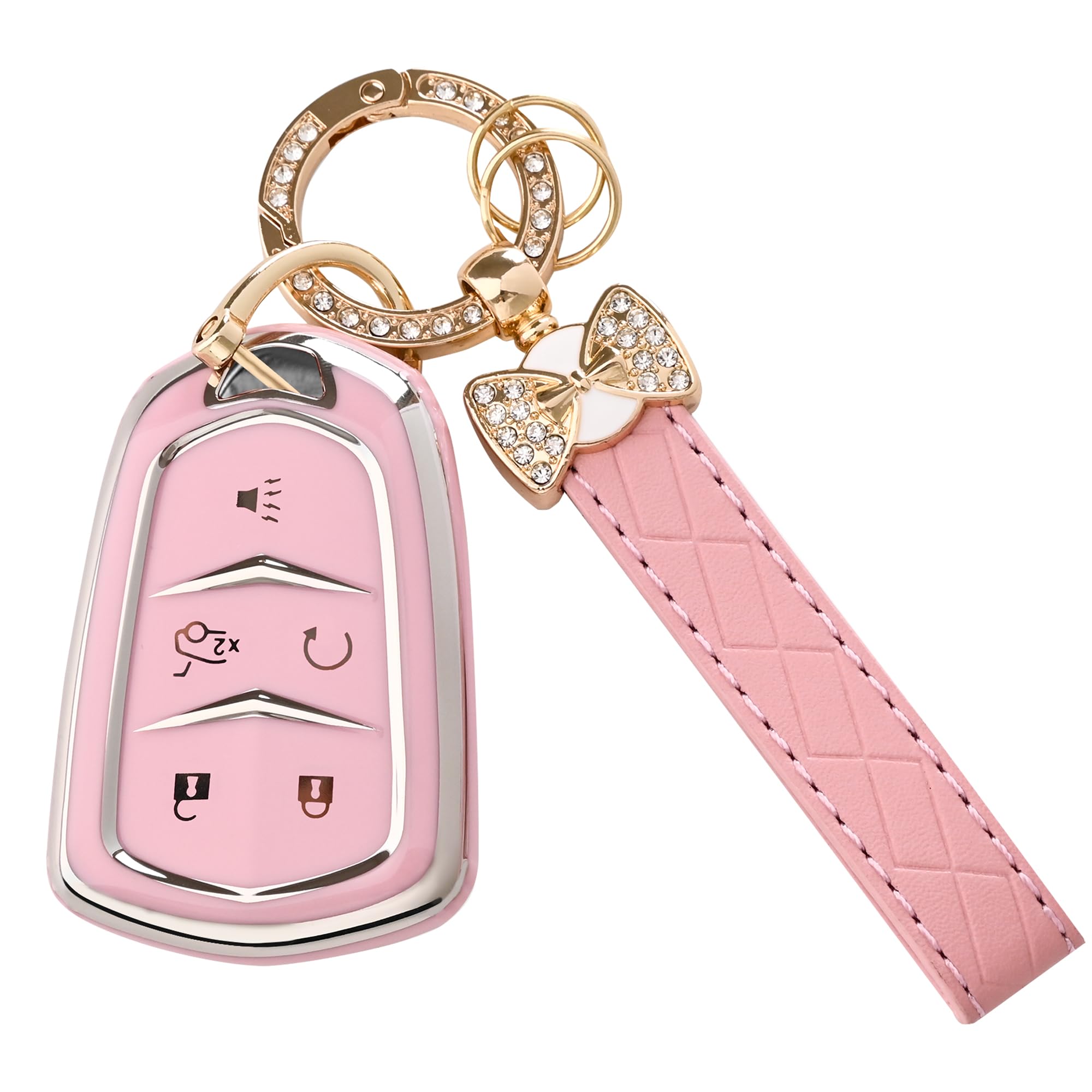 TECARATE for Cadillac Key Fob Cover - Soft TPU Key Fob Cover Case Holder Fit for Cadillac Escalade CTS SRX XT5 ATS STS CT6 Super