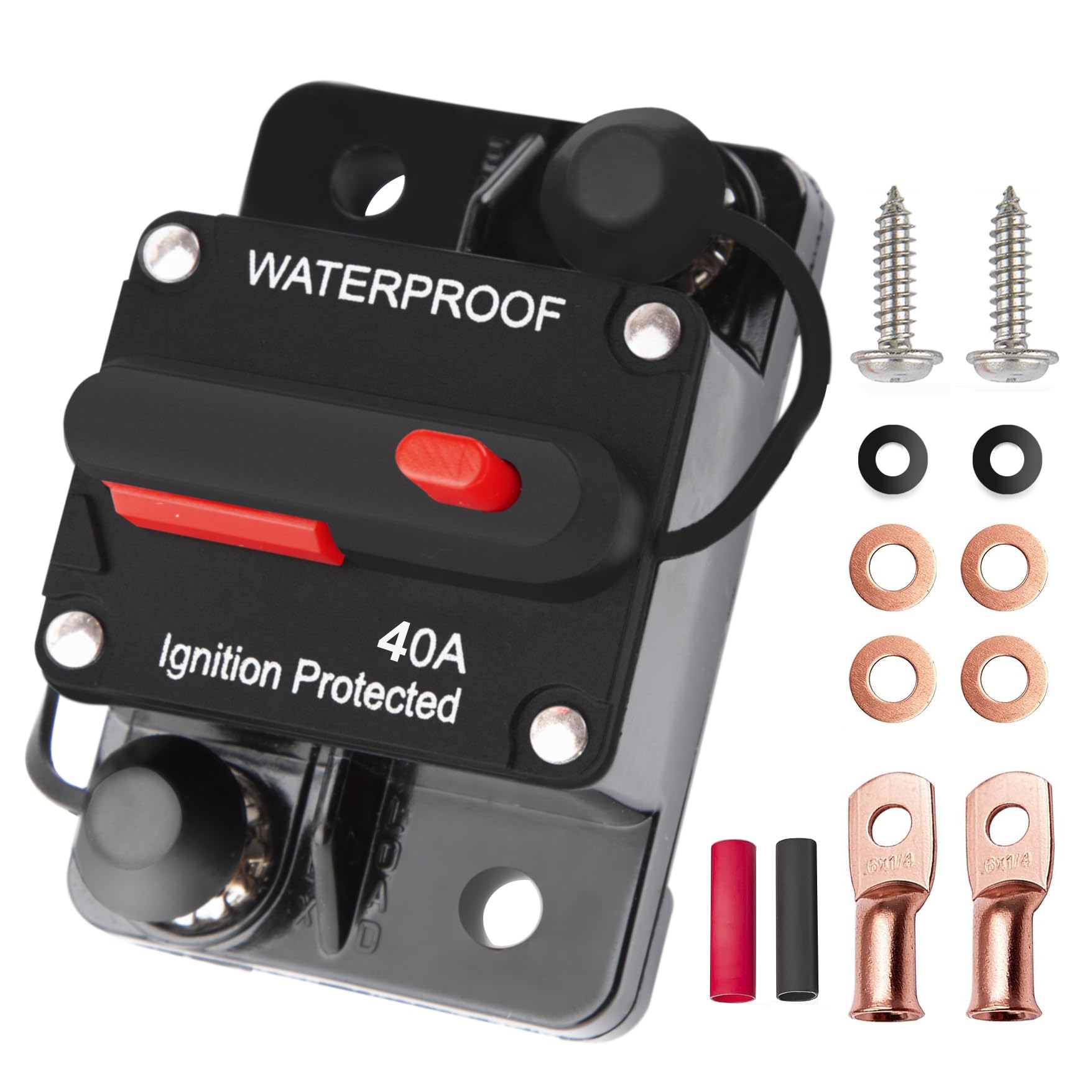 Tiwerlfe 40 Amp Circuit Breaker Manual Reset Waterproof Inline Fuse Inverter for Car ATV Marine Trolling Motors Boat Power Prote