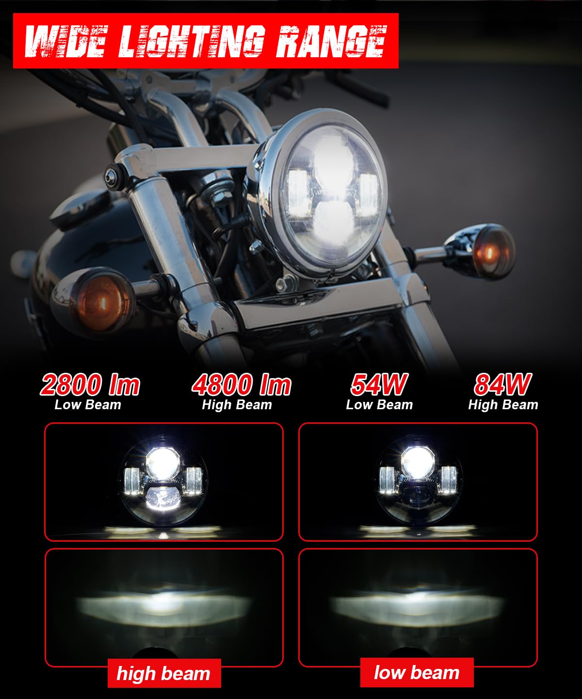 Upgraded 5-3/4 5.75 Inch Led Motorcycle Headlight Compatible With Harley Davidson Sportster Dyna Street Bob Low Rider Wide Glide