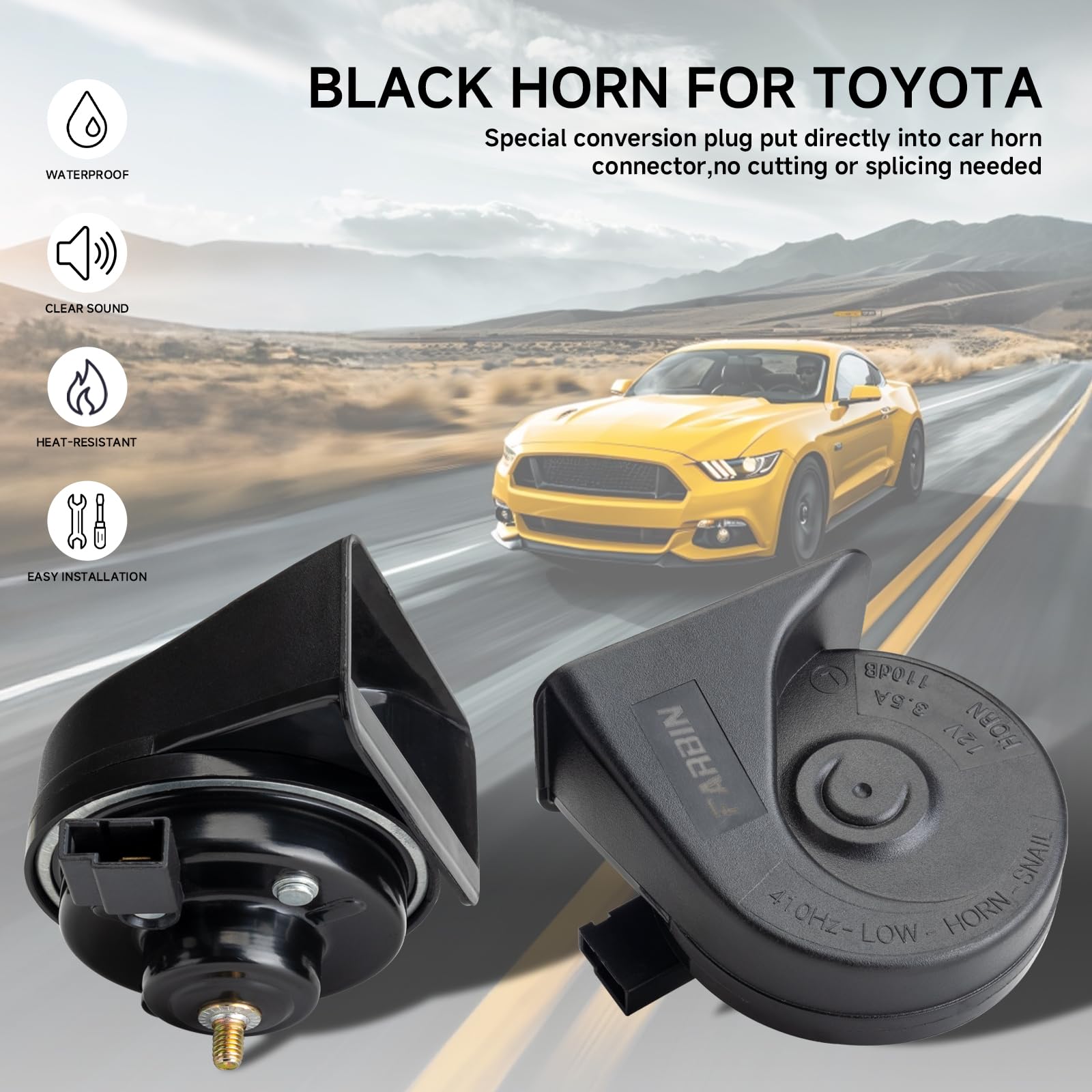 Farbin Special Interface Auto Horn Compatible With Toyota 12V Car Horn Loud Dual-Tone Electric Snail Horns Waterproof