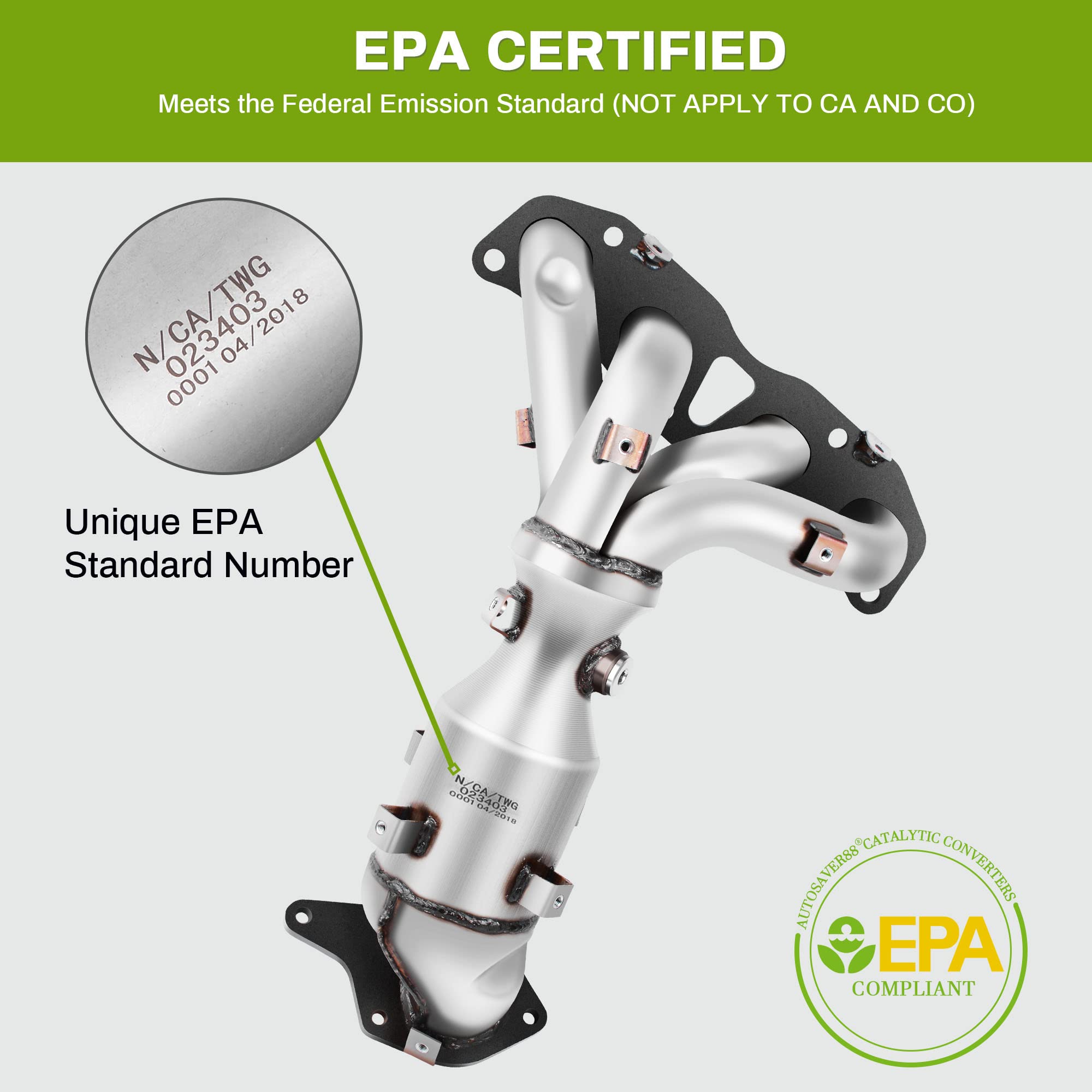 AUTOSAVER88 Catalytic Converter Exhaust Manifold w/Gasket Compatible with 2007 2008 2009 2010 2011 2012 2013 Altima 2.5L Stainless Steel Direct-Fit (EPA Compliant)