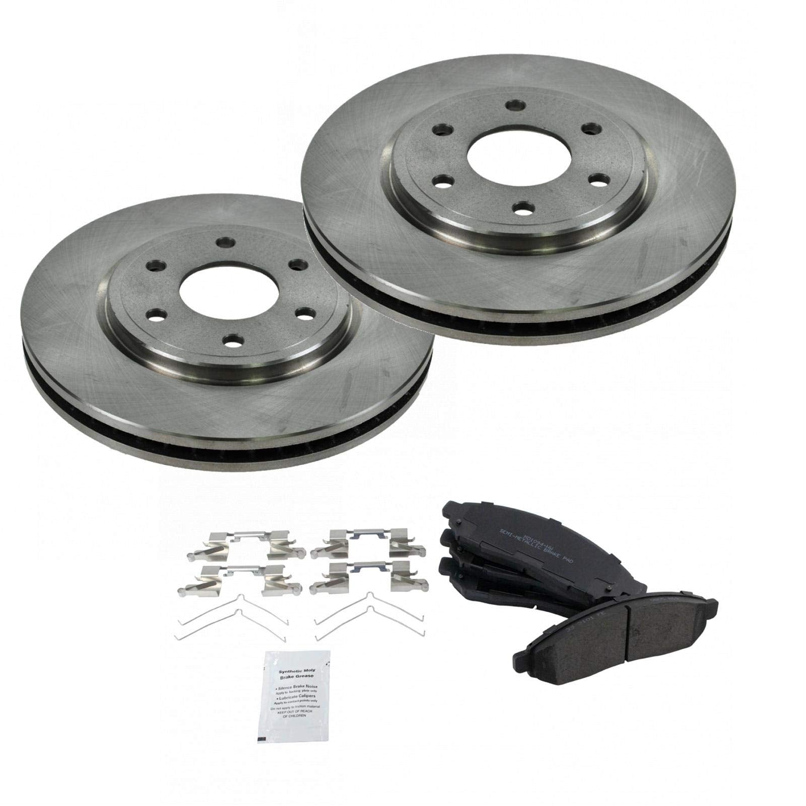 Trq Front Brake Pad & Rotor Kit Brake Pads Brake Rotor Semi-Metallic Compatible With 2005-2017 Nissan Frontier 2009-2012 Suzuki