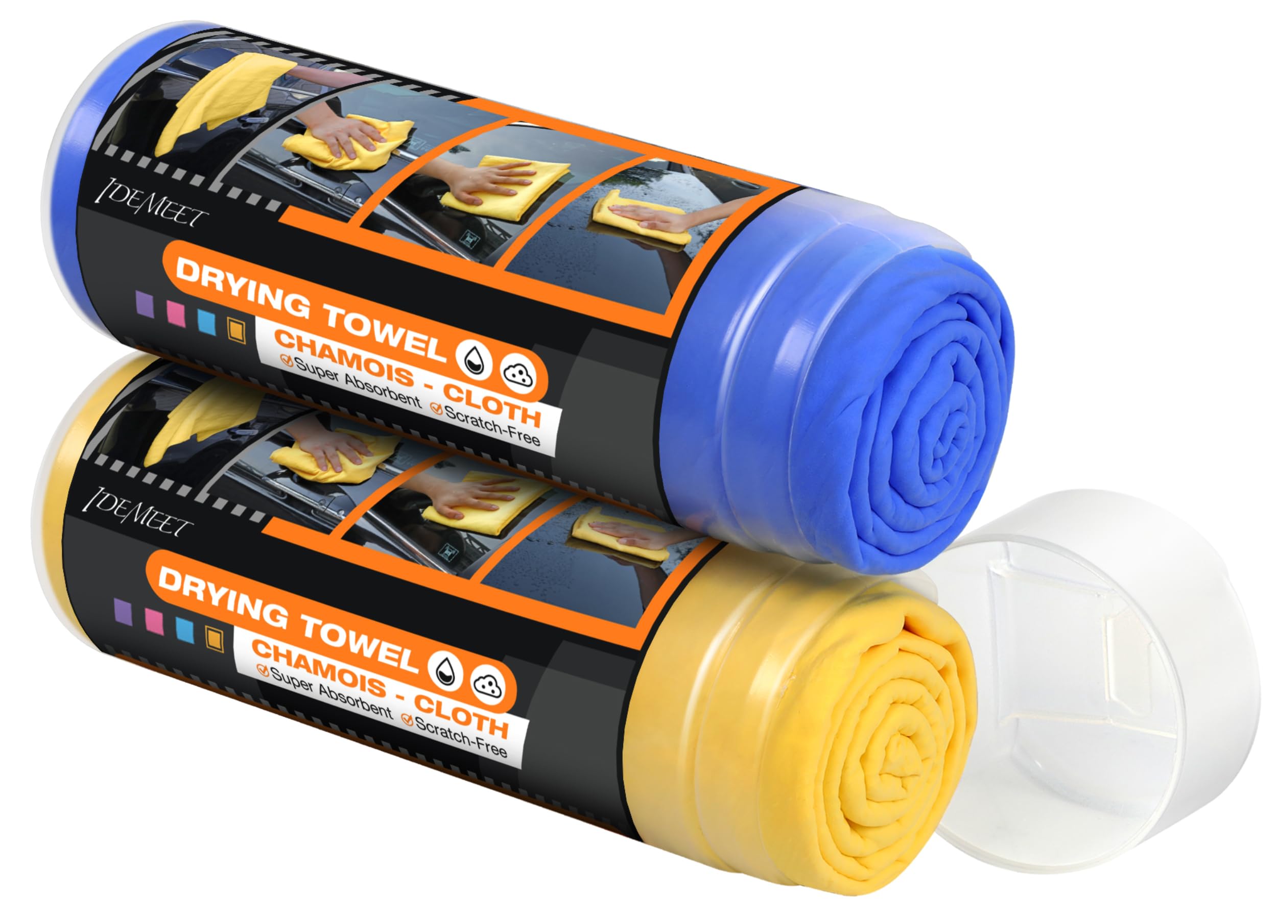 Idemeet Premium Absorbent Car Drying Towel, 2 Pack 26''X17'' Super Soft Shammy Towel For Vehicle, Reusable Chamois Cloth For Car