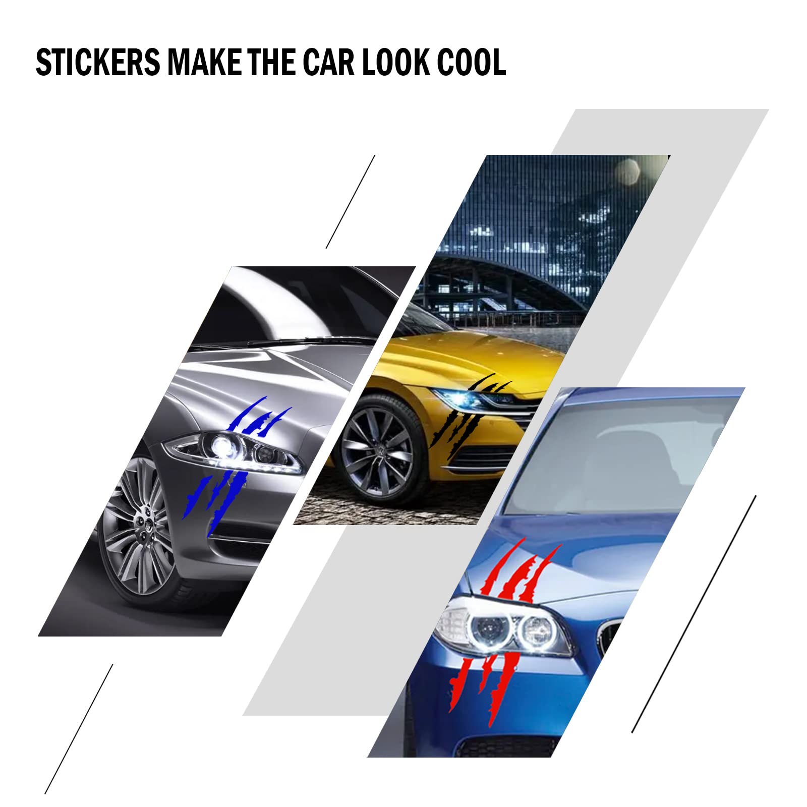 2Pcs Claw Mark Decals For Cars,Headlight Car Sticker,Stripes Scratch Decal Vinyl For Sports Cars Suv Pickup Truck Window Motorcycles Ect (Black)