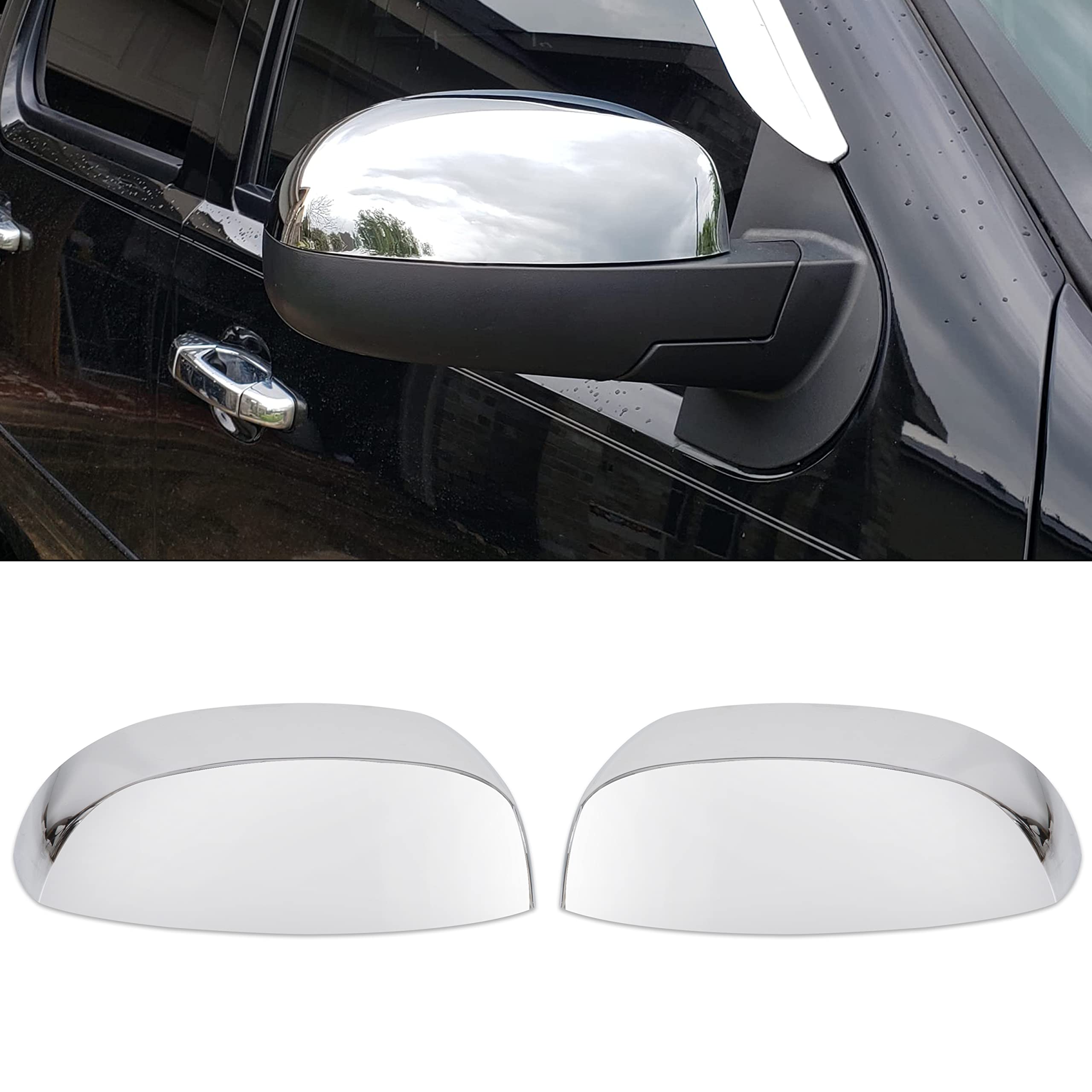 Ecotric Chrome Pair Half Mirror Covers Compatible With 2007-2014 Chevy Silverado Gmc Sierra Tahoe Avalanche Suburban Yukon Escal