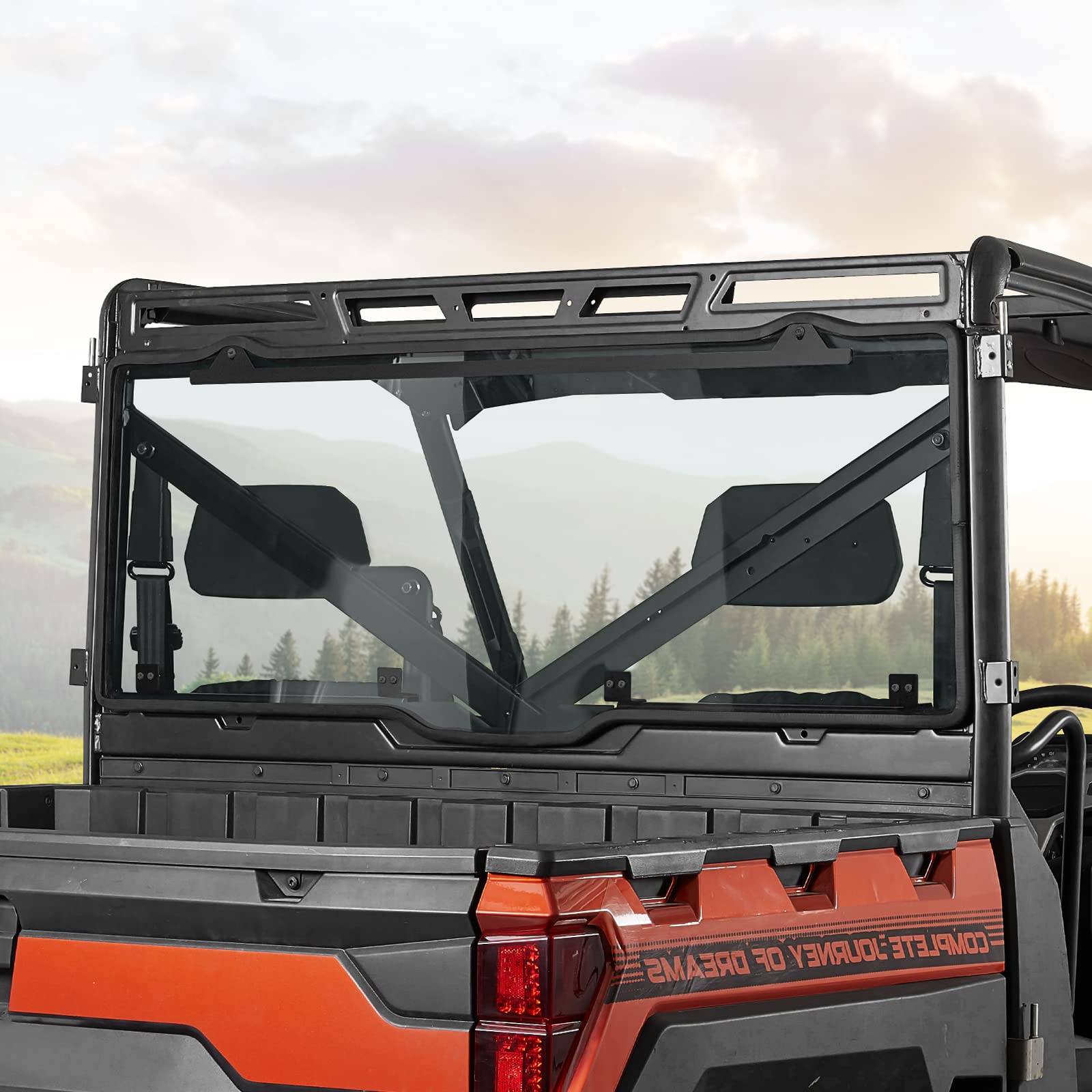 Kemimoto Rear Window Compatible With Polaris Ranger Xp 1000/Crew 2017-2025, Ranger 1000/Crew 2020-2025, Polaris Ranger Xp 900/Crew 2013-2019 Light Smoke Tint Hard Replace#2879013 Utv Rear Windshield