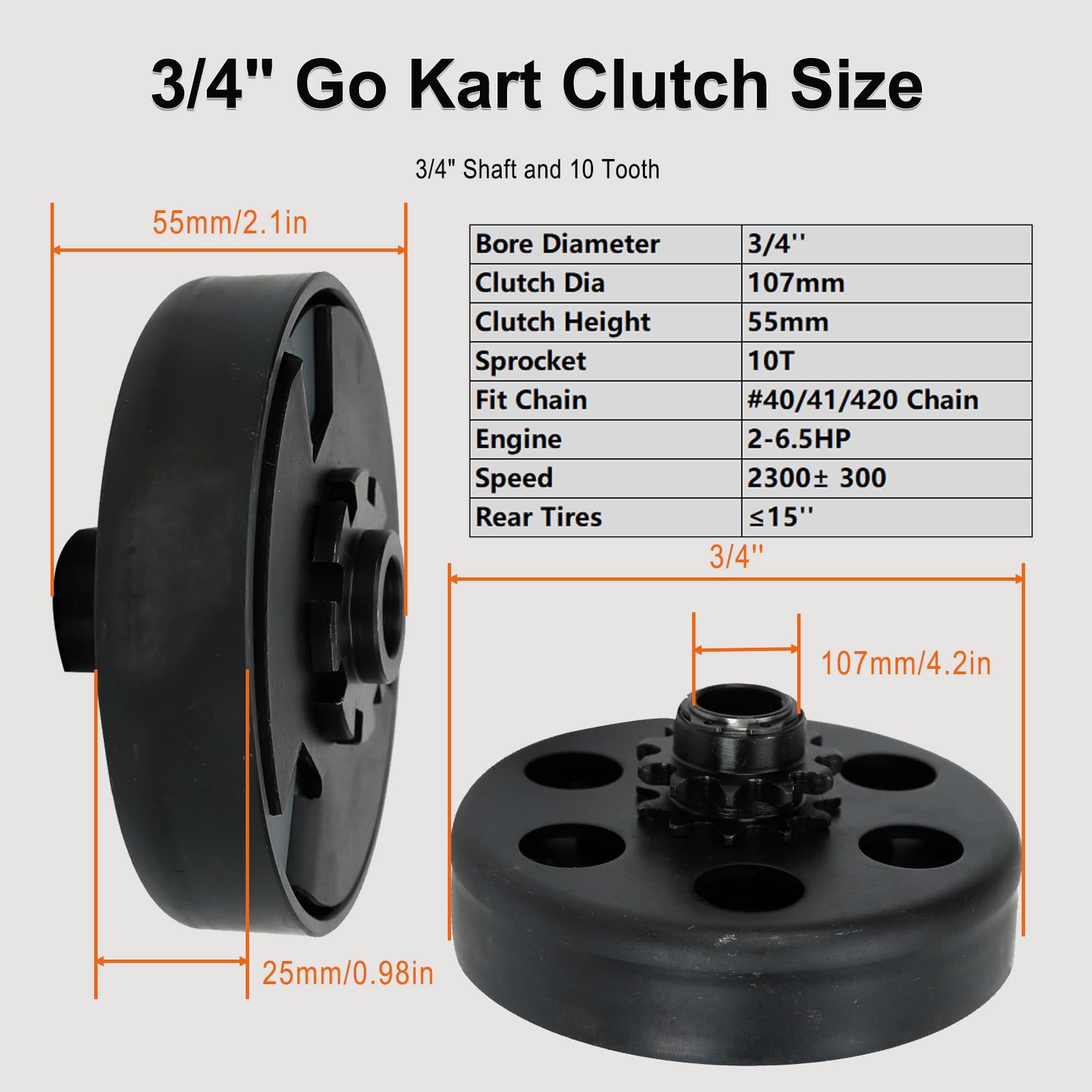 Centrifugal Clutch 3/4 Shaft And 10 Tooth Fit For #40/41/420 Chain Sprocket For Go-Karts Mini Bike Lawnmower Engine 6.5Hp