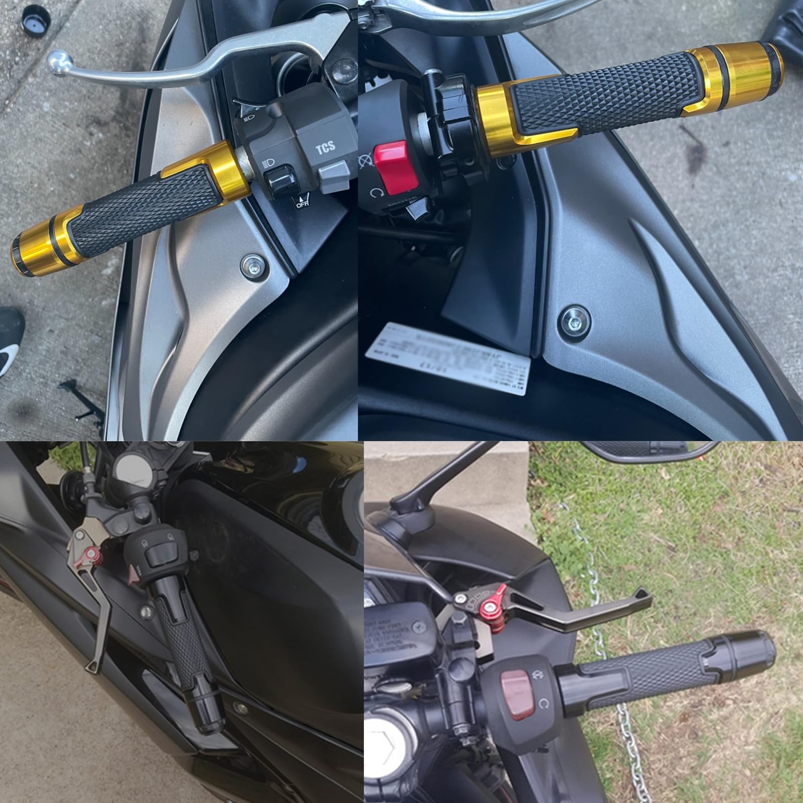 7/8'' 22mm Motorcycle CNC Aluminum Powersports Handlebar Grips with Grip Ends for YZF R1 R3 R6 R25 R15 R125 600R Silver