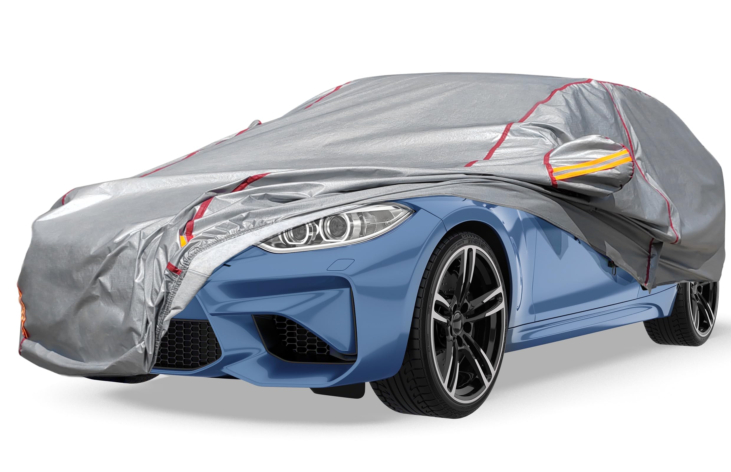 Car Cover Waterproof All Weather, 6 Layers Outdoor Full Car Cover Uv Snow Rain Wind Dust All Weather Outdoor Protection With Zip