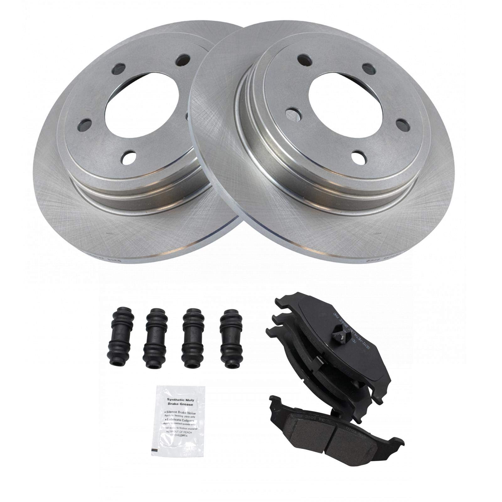 Trq Rear Brake Pad & Rotor Kit Brake Pads Brake Rotor Semi-Metallic Compatible With 1999-2004 Chrysler 300M 1995-2004 Concorde 1