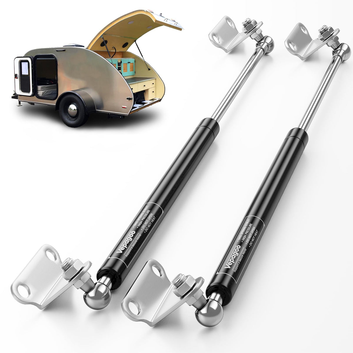 Vepagoo 30 Inch Gas Struts 200Lb/890N Shock With Mounting Brackets, Lift Supports For Rv Bed Storage Travel Trailer Truck Bed Co