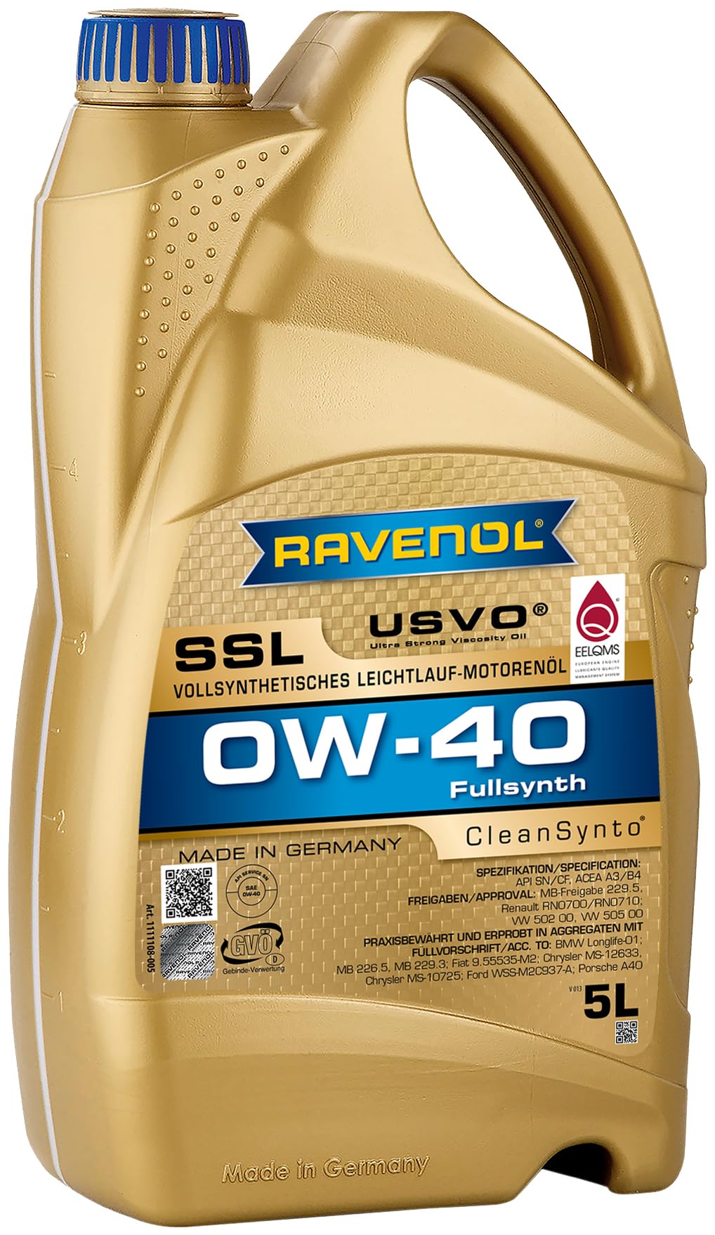 Ravenol J1A1557 Ssl 0W-40 Fully Synthetic Motor Oil (5 Liter)