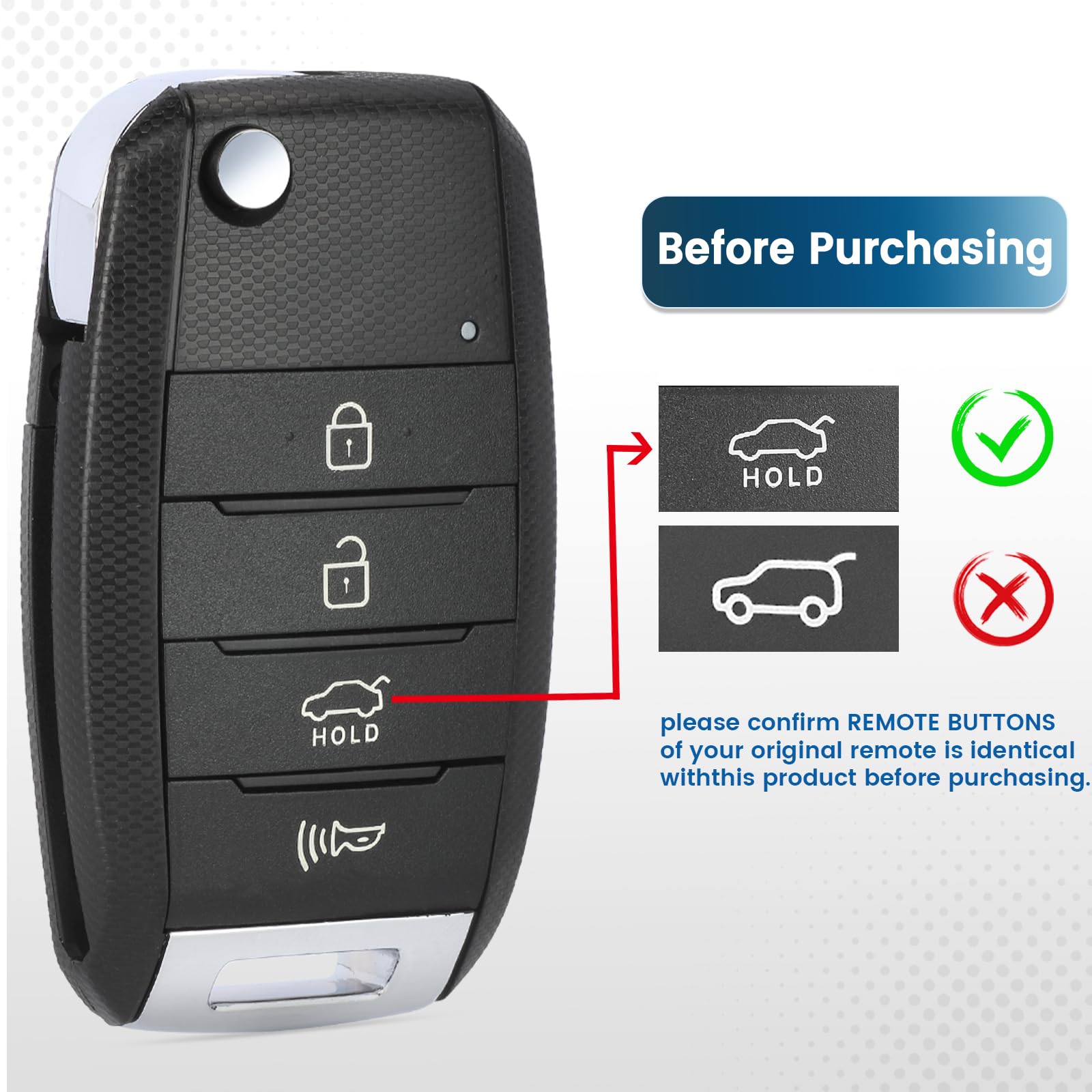 Keyecu Replacement Smart Remote Car Key Fob for Kia Soul 2014-2019 OSLOKA-875T 95430-B2100 433MHz ID46Chip 4Buttons SUV