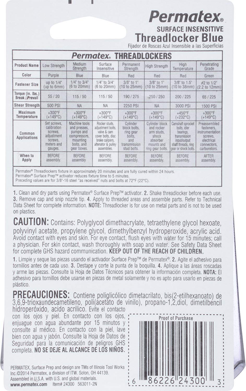 Permatex 24300 Surface Insensitive Threadlocker Blue, Thread Lock & Screw Glue For Bolts Nuts & Fasteners To Prevent Loosening &