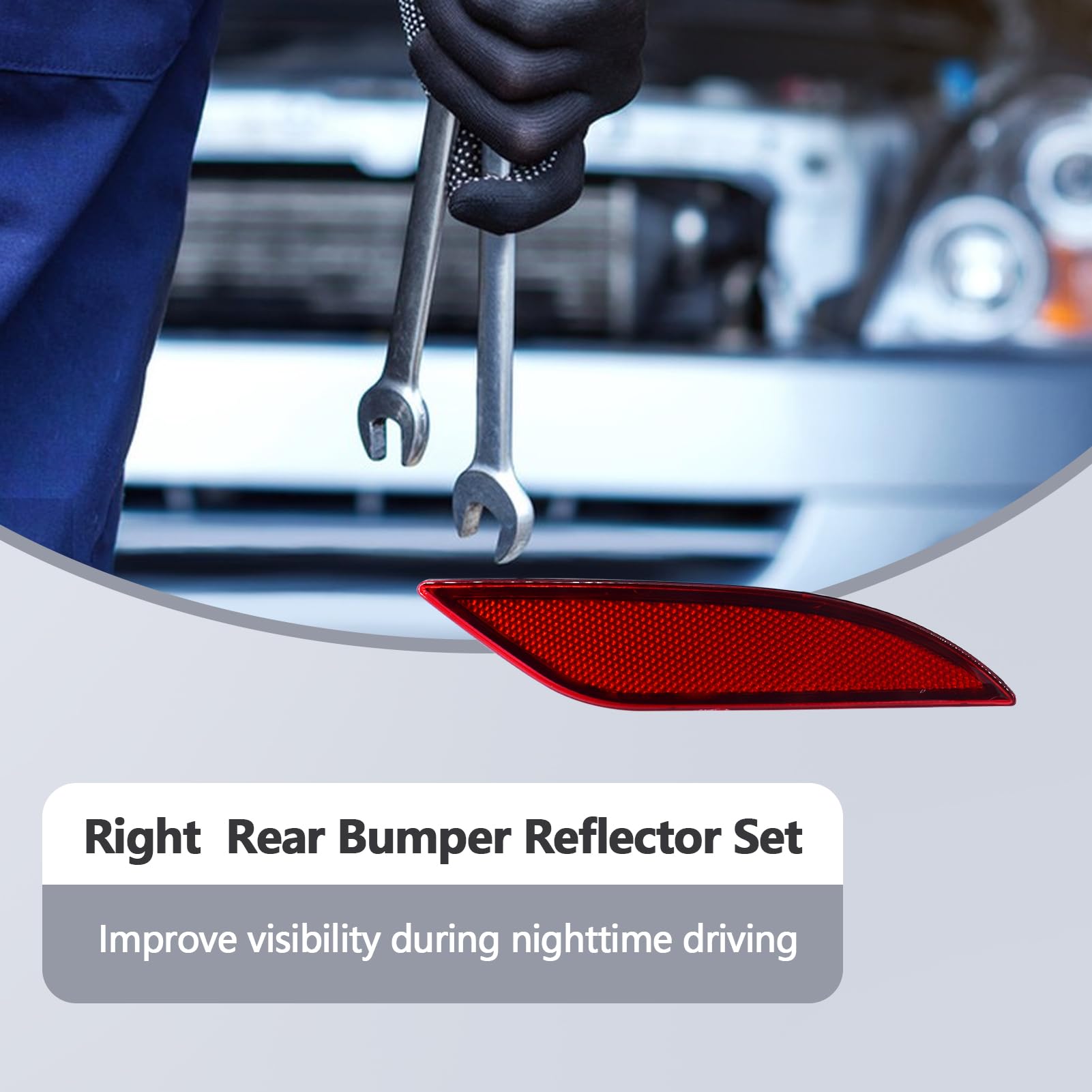 Right Rear Bumper Reflector Set Compatible With Chevy Malibu 2016-2021 Replaces Gm1185113, 23174490 (Right)