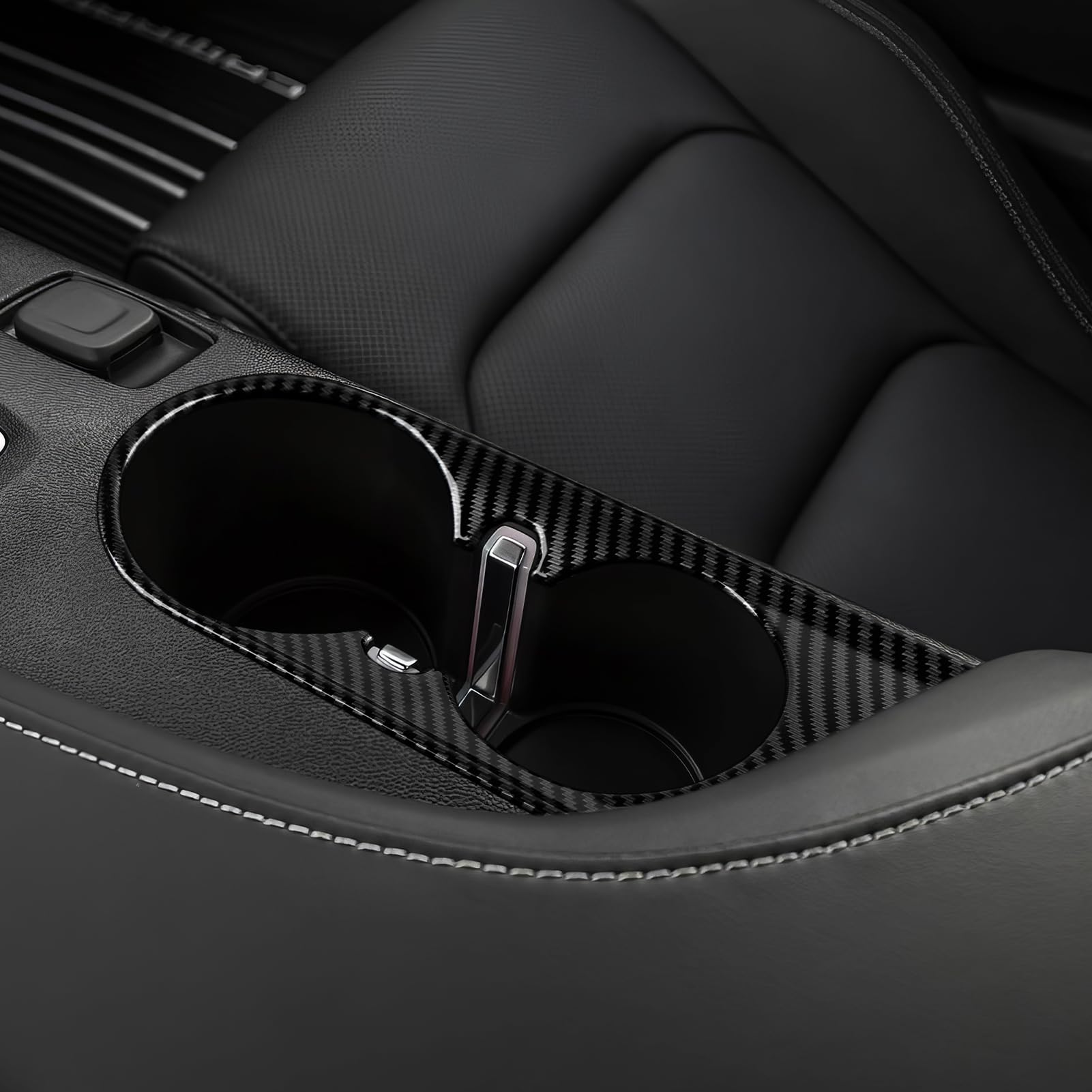 Car Cup Holder Panel Sticker ABS Carbon Fiber Decal Interior Trim Cover for Chevrolet Camaro 2016 2017 2018 2019 2020 2021 2022