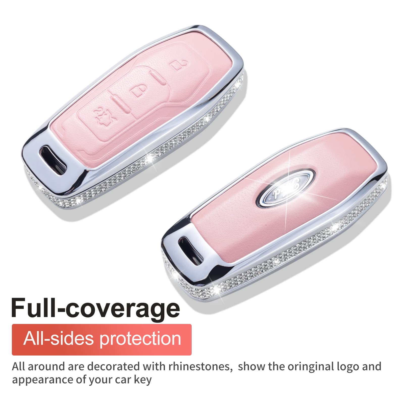 Ruabiban Key Fob Cover Compatible With Ford (Pink)