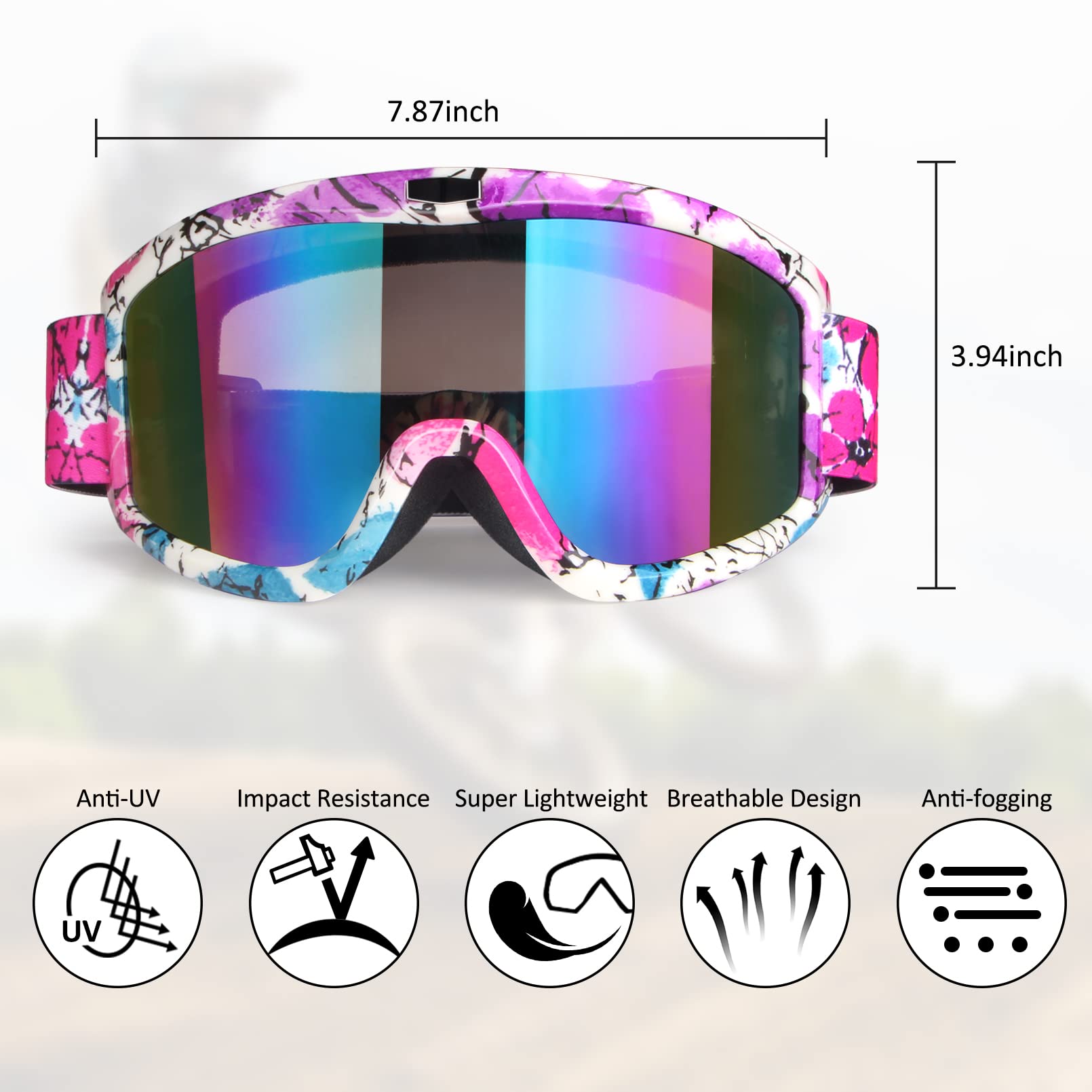 Pink Atv Goggles For Adult Dirt Bike Goggles Youth Motorcycle Goggles Kids Women Motocross Goggles Mx Goggles Utv Goggles Helmet Goggles Uv Protection Anti-Scratch Dustproof (Pink Frame + Color Lens)…