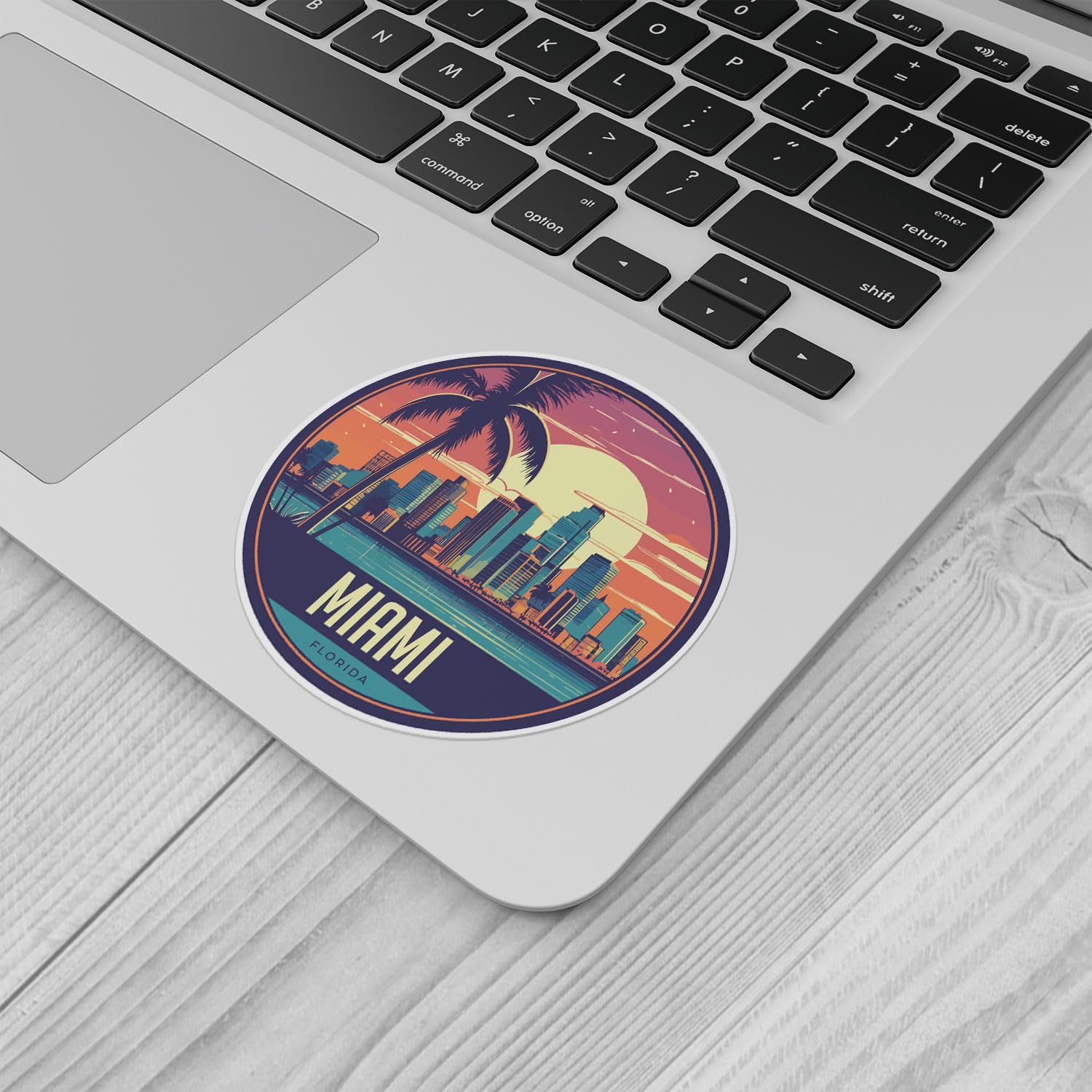 Miami City Sticker - Waterproof Vinyl Decal for Car Bumper, Laptop, Water Bottle, Wall, and Window, Size - 3'' Longer Side