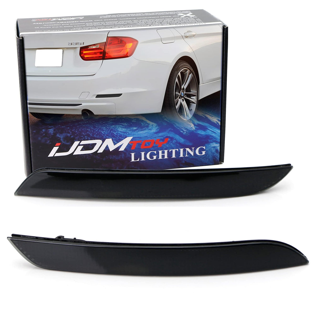iJDMTOY Smoked Lens Rear Bumper Reflector Lenses Compatible With 2013-2015 Pre-LCI BMW F30 F31 F32 F33 3 4 Series Regular Bumper