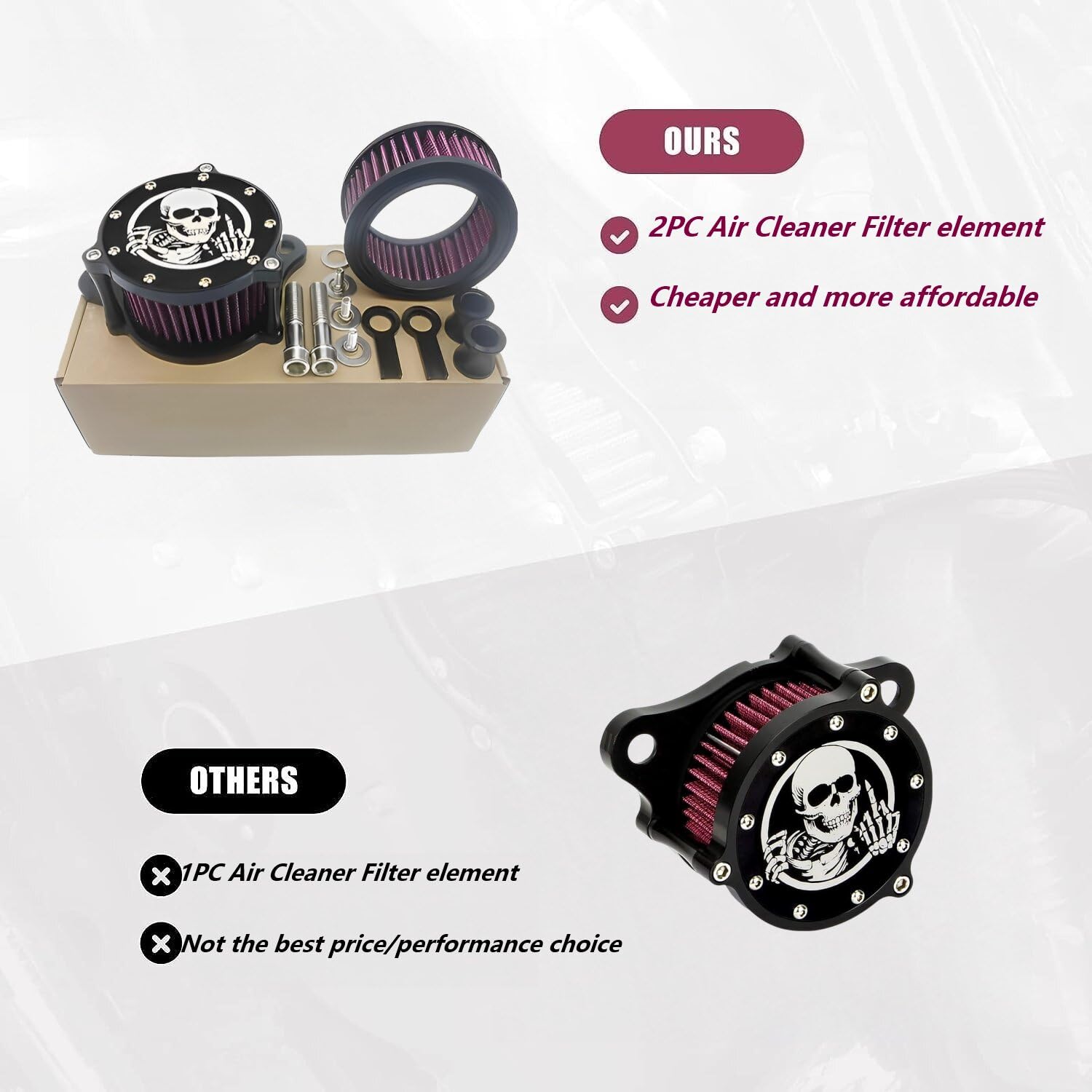Tdz 2Pc Air Cleaner Intake Filter Kit Fits For 1998-2017 Harley Sportster Iron 883 Dark Custom Xl883, For Xl1200 Xl1200L Xl1200X