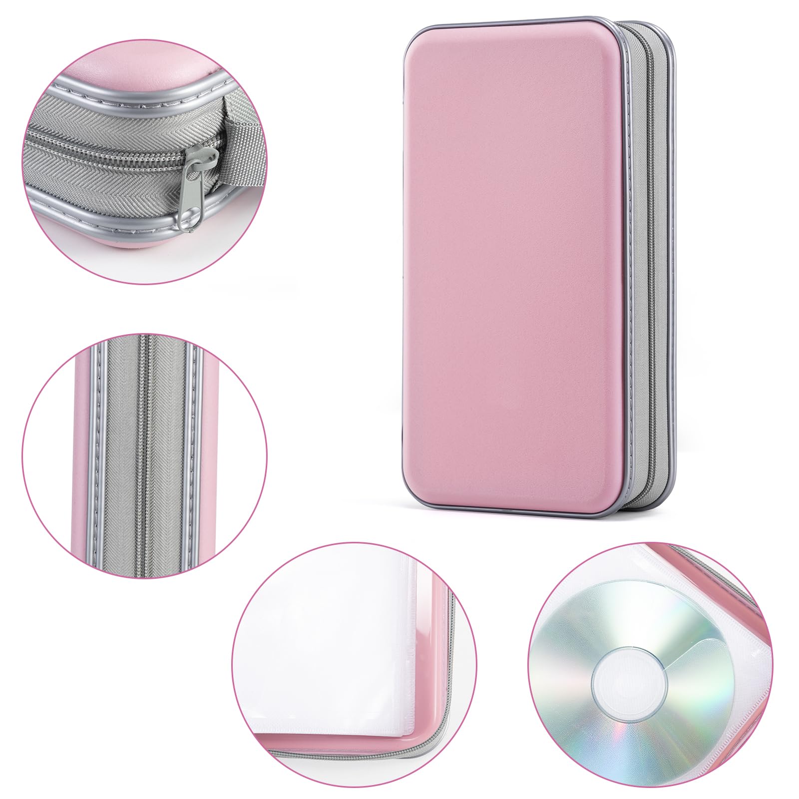 Liovode Dvd Case, 96 Capacity Cd Case Portable Cd Case Holder Storage Hard Plastic Dvd Cd Wallet Holder Organizer For Car (Light