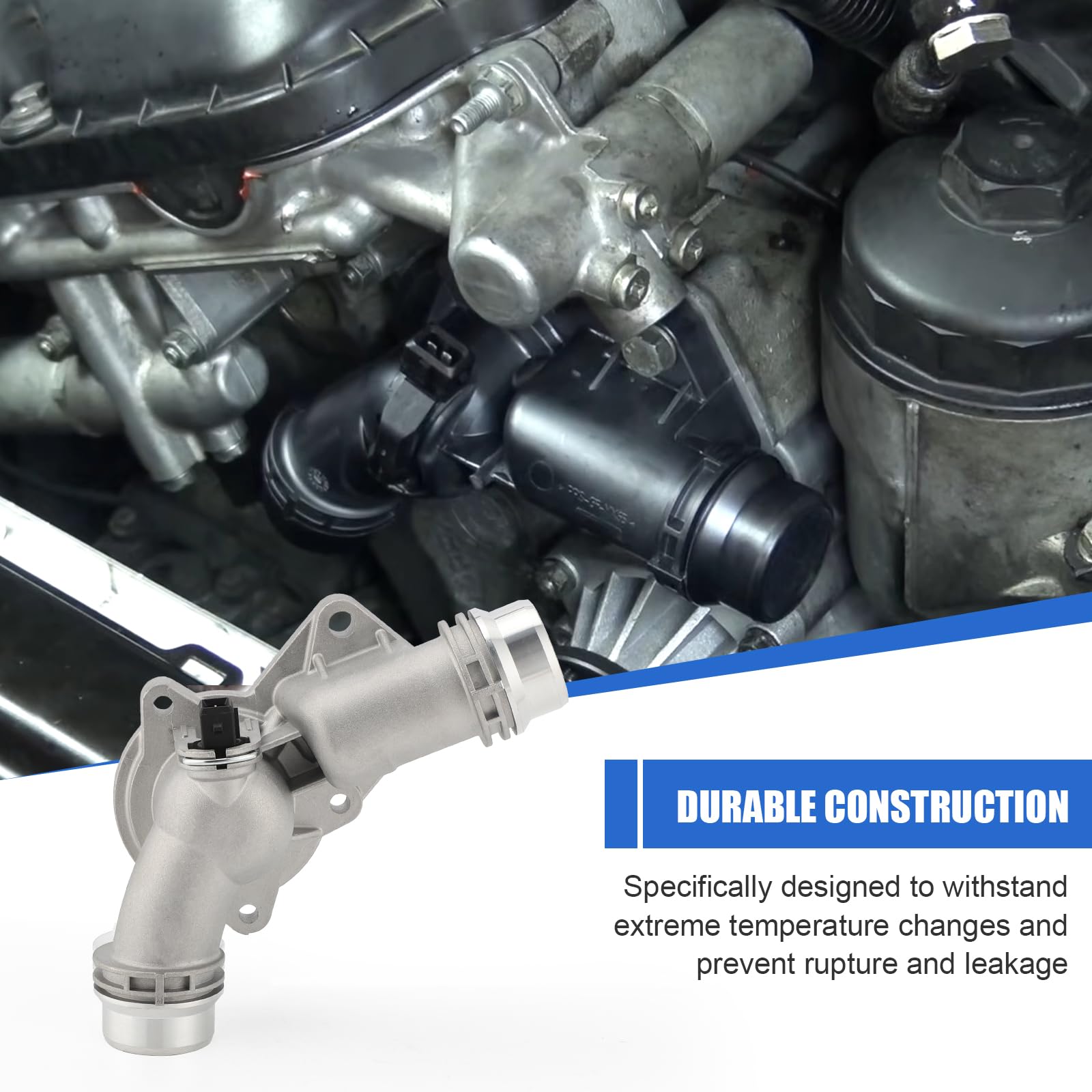 Upgrade Aluminium Thermostat Housing Assembly for BMW 323 325 328 330 525 528 530 X3 Z3 Z4 X5 1999-2006 - Replaces 11537509227 1