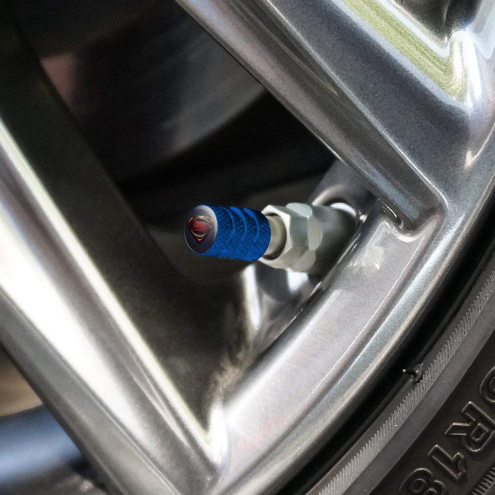 Justice League Movie Superman Logo Tire Rim Wheel Aluminum Valve Stem Caps