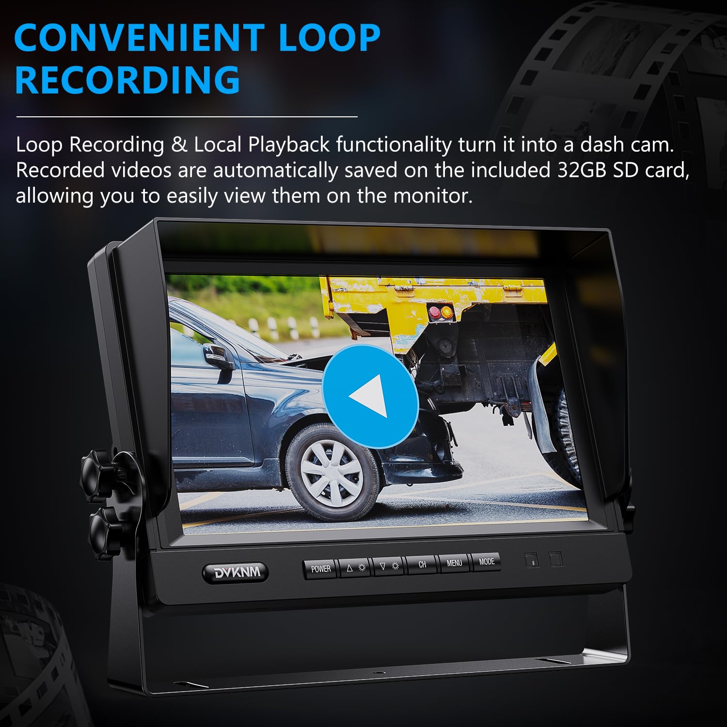 Dvknm Ultimate 9'' Ahd Ips Monitor 1080P Hd Dvr Recording Dual Split Backup Camera Complete Kit For Car Truck Rv Ip69 Waterproof