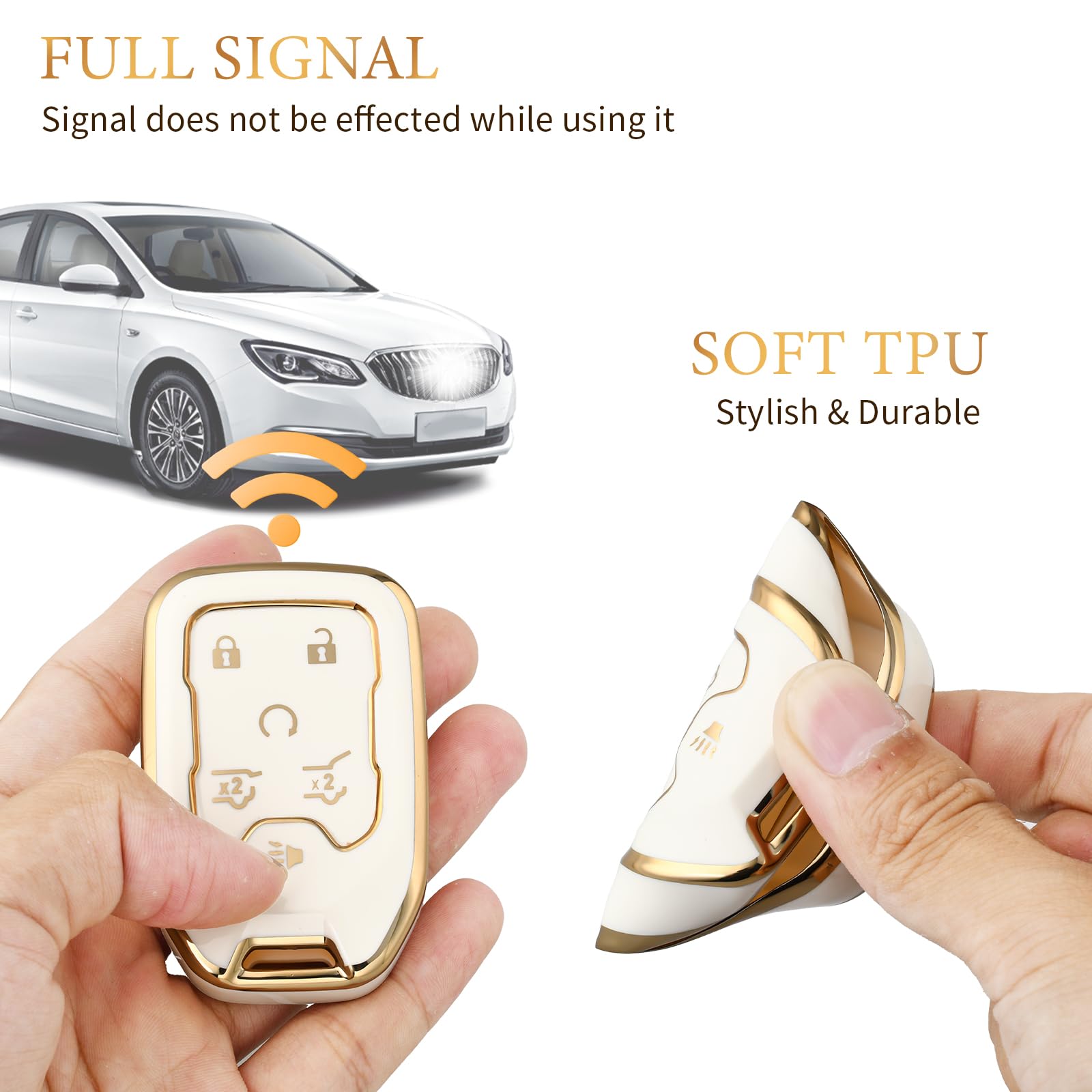 OFFCURVE Key Fob Cover for GMC Yukon/Yukon XL Terrain Acadia Sierra Soft TPU Key Fob Case for Chevy Chevrolet Suburban Tahoe Car