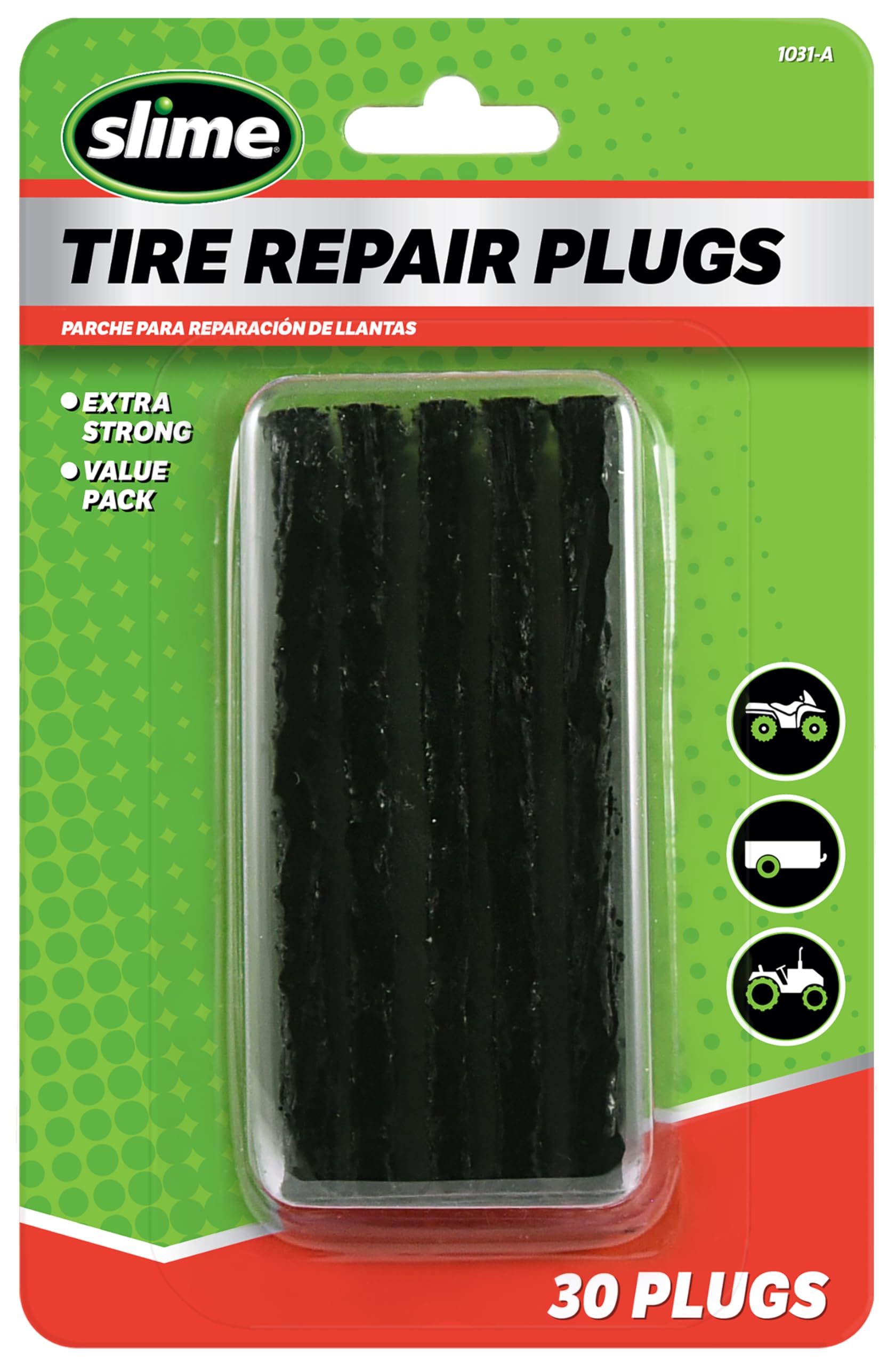 Slime 1031-A Tire Repair Plug Pack, Standard Heavy Duty Strings, For Tubeless Off-Road Tires, Such As Atvs, Wheelbarrows, Lawn M