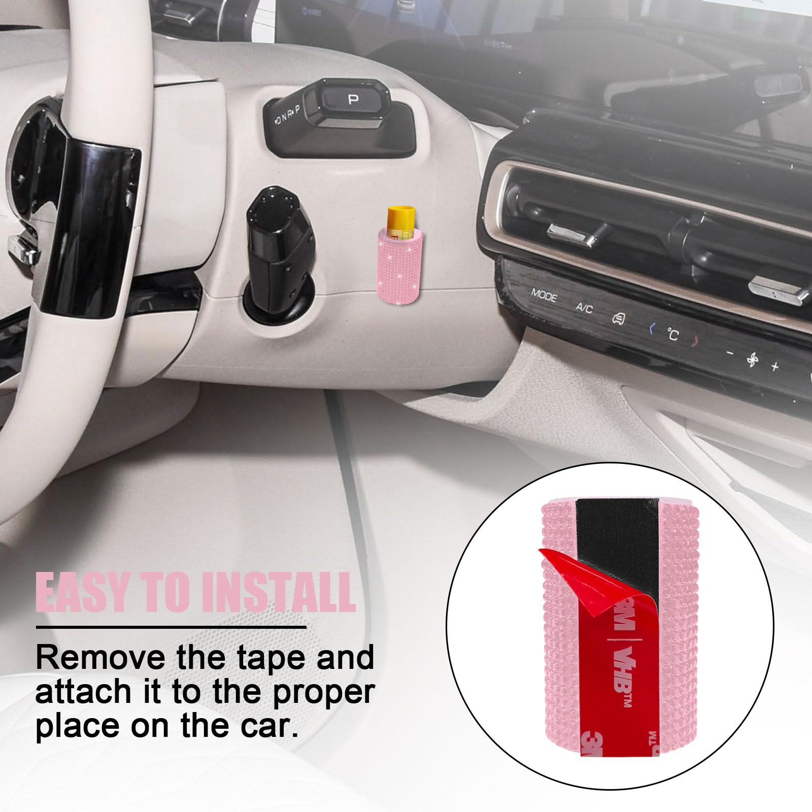 xbrtaia 1 Pack Upright Car Chapstick Holder, Bling Insulating Lip Balm Holder,Rhinestone Car Accessories for Women Interior,Suit