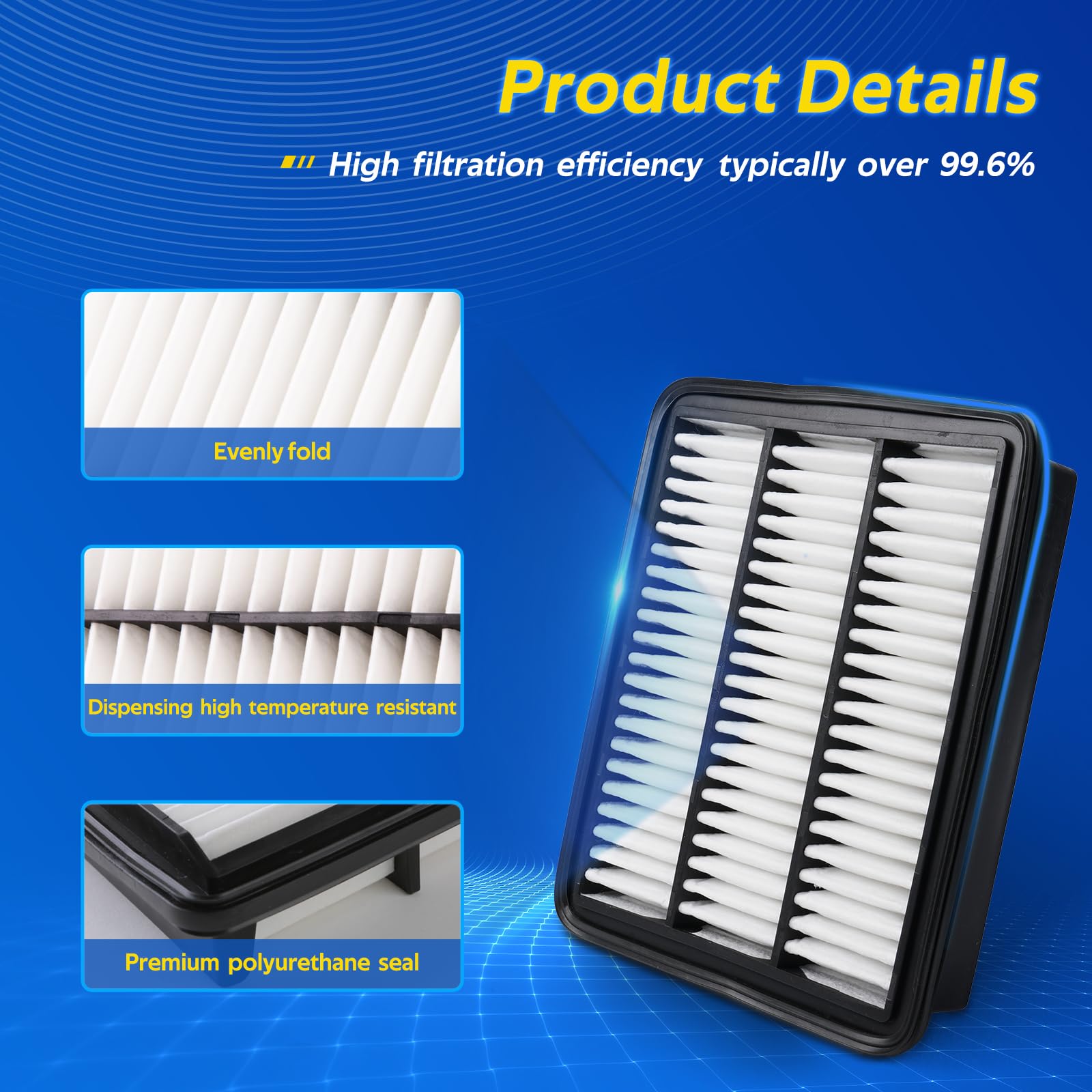E-Longwell Engine Air Filter for Mazda 6, CX-5, CX-9 - 2.5L Turbo, CA12167, Rubber Material, 2016-2023