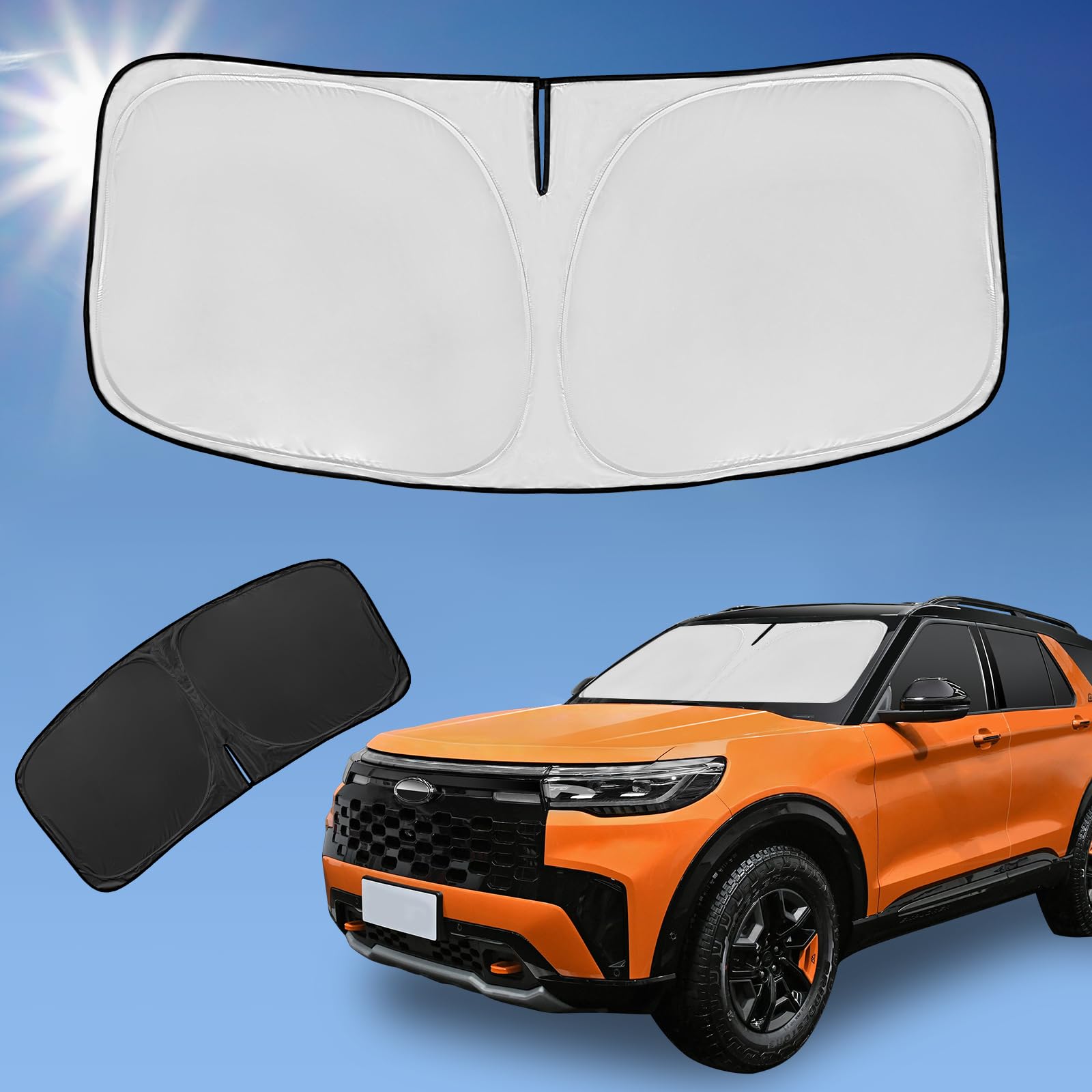 For Ford Explorer 2020-2024 Sun Shade Sunshade Windshield Cover, 4-Layer Front Window Shade Custom Fit Explorer Suv St Xlt, Limi