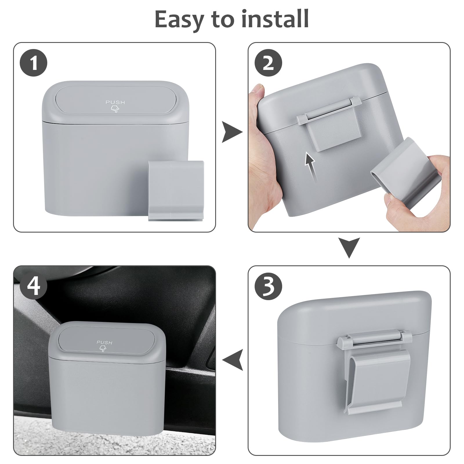 Accmor Car Trash Can, Portable Vehicle Trash Bin With Lid, Mini Car Dustbin Garbage Organizer Holder With One Roll Trash Bag, Le