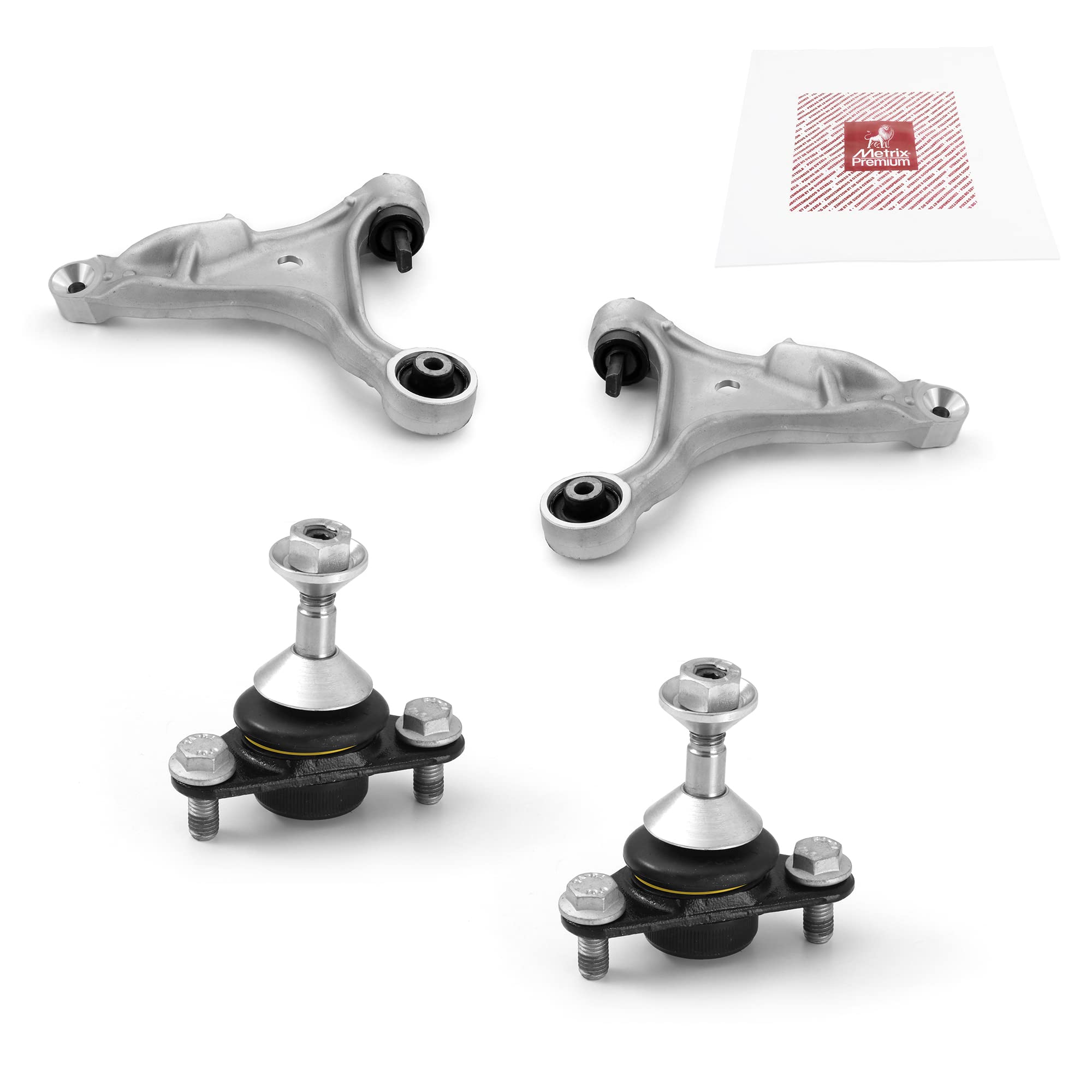 Metrix Premium Chassis Parts - 4 Pc Front Lower Control Arm & Front Lower Ball Joint Kit Fits 01-06 Volvo S60, 07 S60 To Chassis