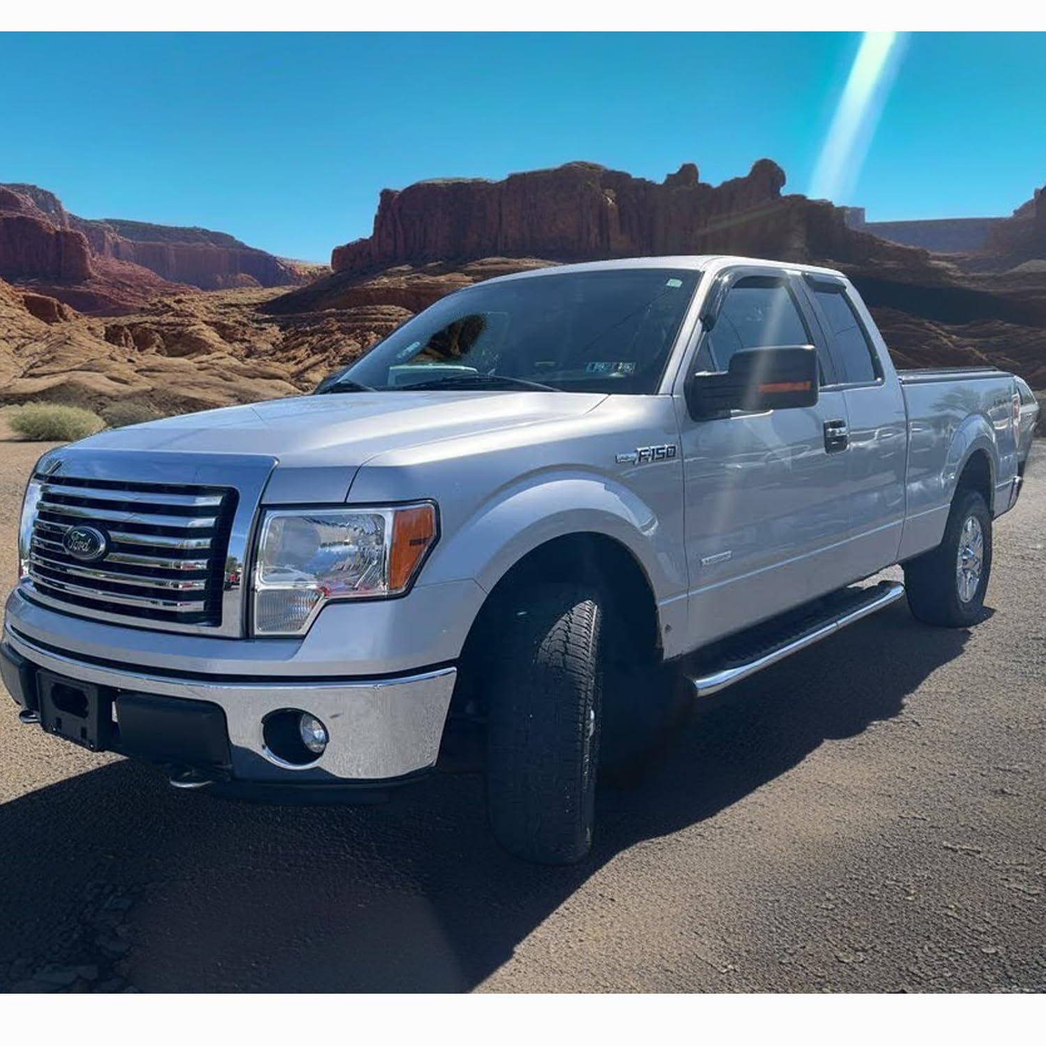 Tape On Side Car Window Visors Rain Guards Sun Shade Vent Deflectors For Ford F-150 Supercab/Extended Cab 2004-2014, 94738 Outsi