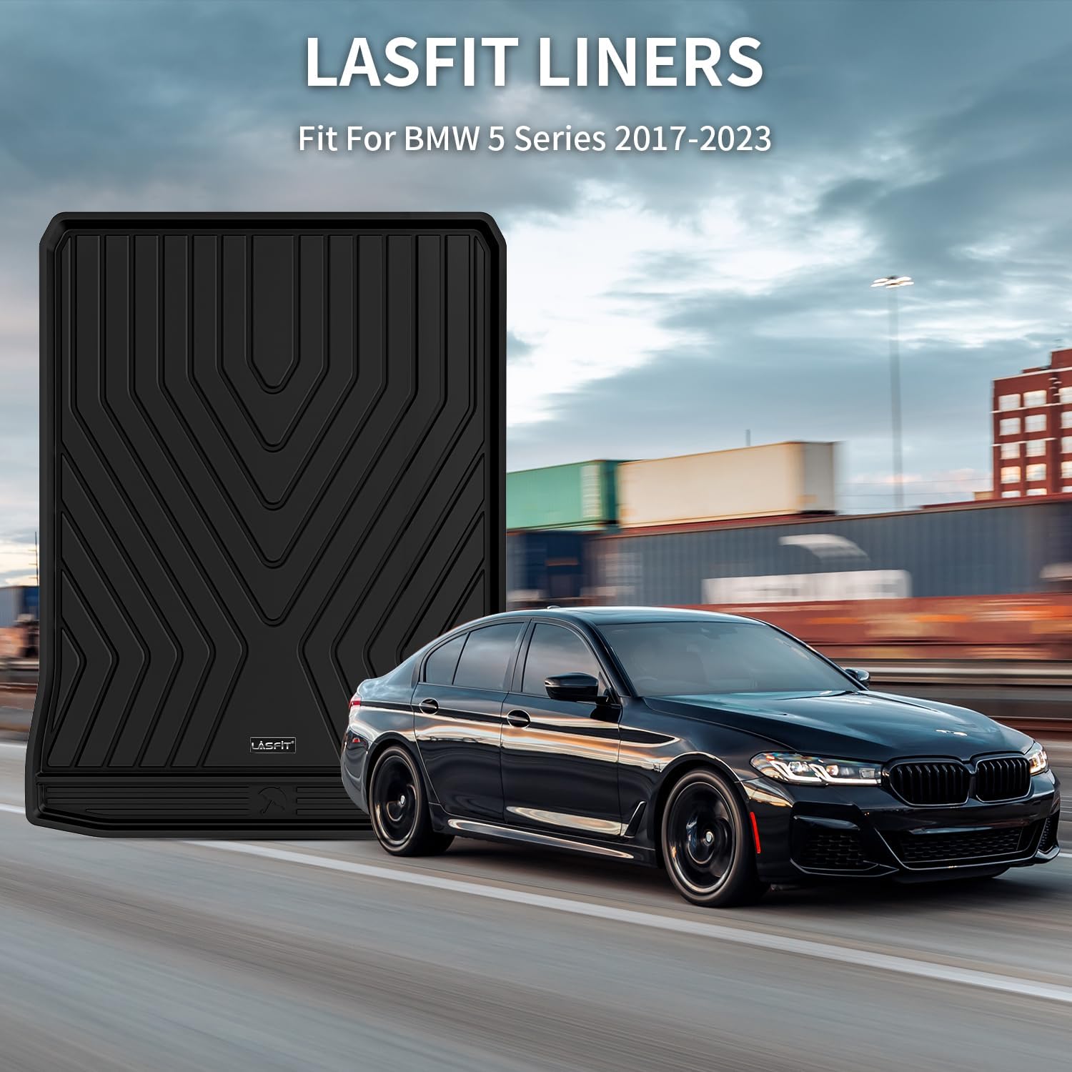 Lasfit Trunk Mats Fit For Bmw 5 Series G30 2017 2018 2019 2020 2021 2022 2023, Custom Fit Tpe All Weather Cargo Bed Liners For 5