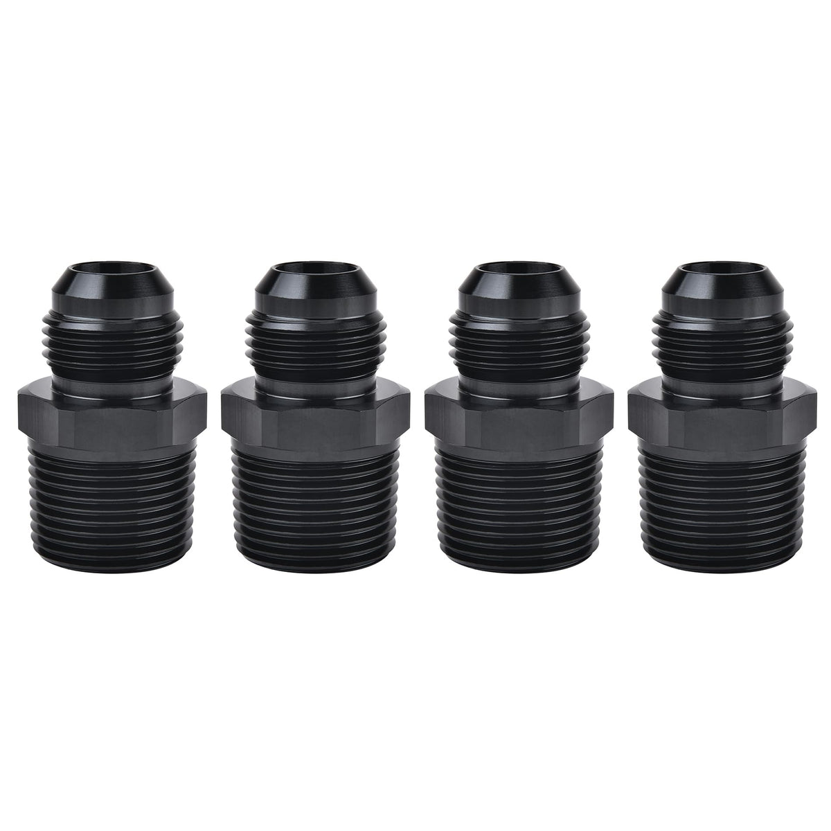 EVIL ENERGY 10AN Male Flare to 3/4'' NPT Pipe Fitting Adapter Aluminum Straight Black 4PCS