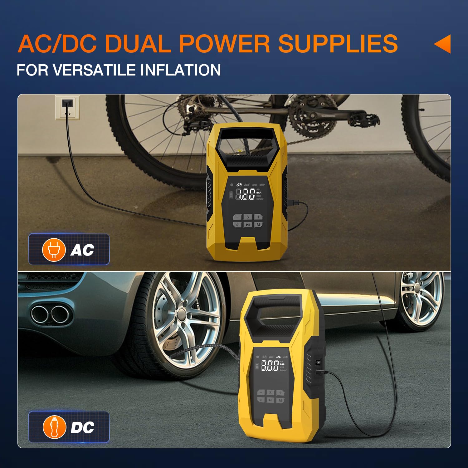 Nilight Ac/Dc Tire Inflator Portable Air Compressor Dual Power Supply 110V Ac 12V Dc 150Psi Fast Inflation Heavy Duty With Led L