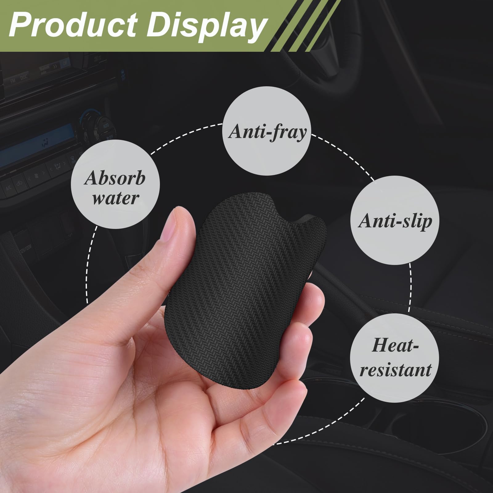 Nipichsha Car Cup Holder Coasters, Car Coasters for Cup Holders, 2 Pack Universal Anti Slip Insert Rubber Mat with A Finger Notc