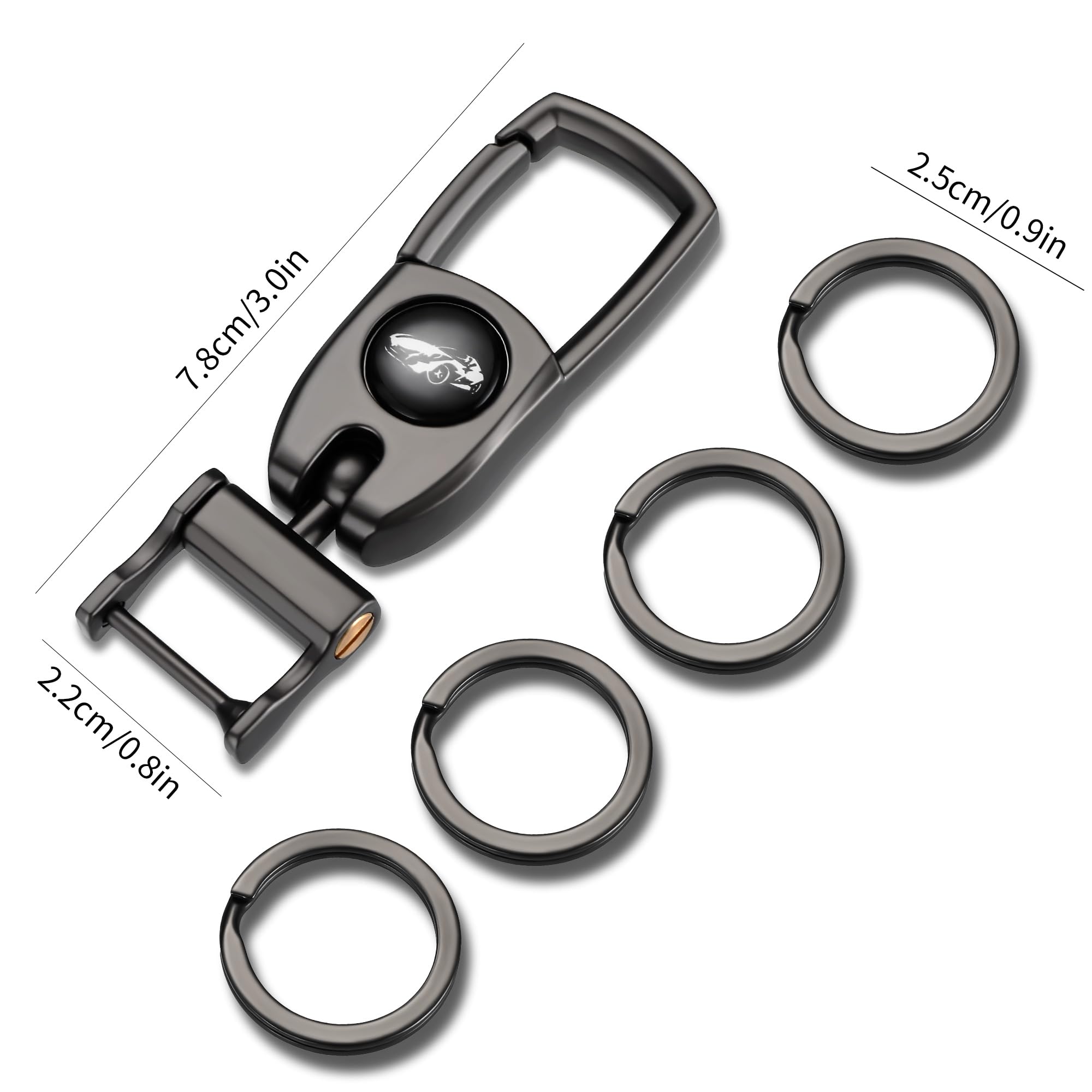 Keychain Carabiner For Keys, Heavy Duty Car Key Chain With 4 Key Rings Quick Release -Keychains Organizer For Men And Women - Da