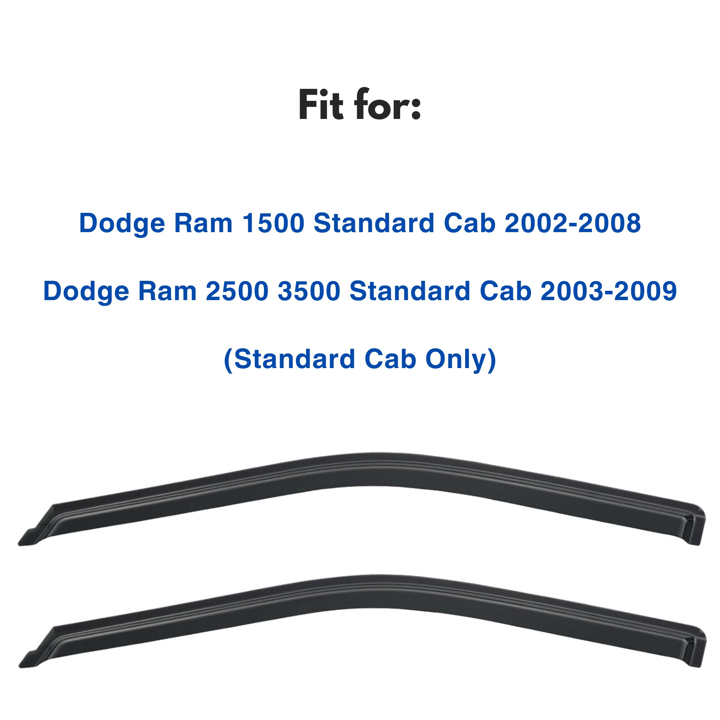 Ig Window Rain Guards Vent Visors Shades For 2002-2008 Dodge Ram 1500 Standard Cab, Window Deflectors Shield For 2003-2009 Ram 2